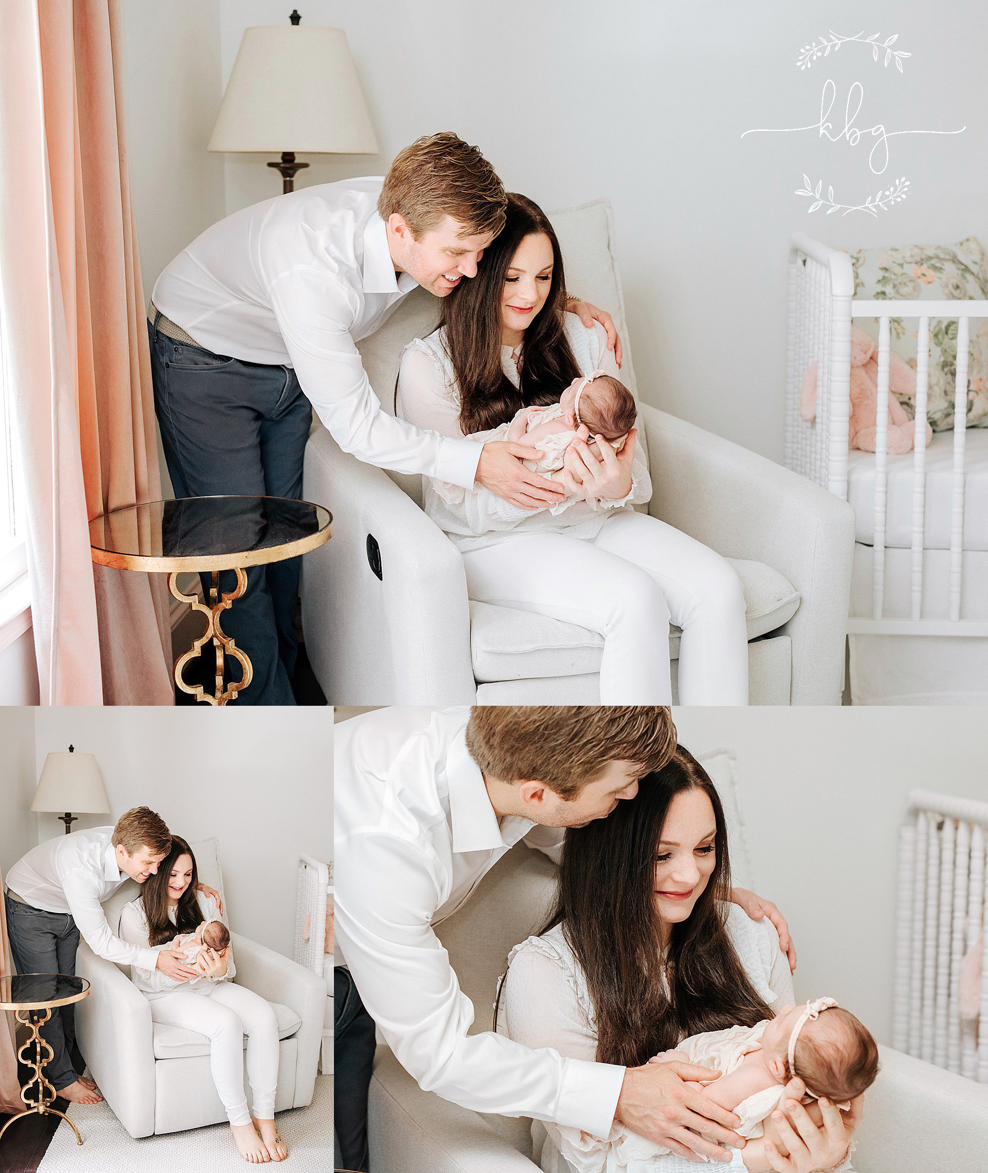 new parents holding baby girl in nursery - sandy springs newborn photographer 