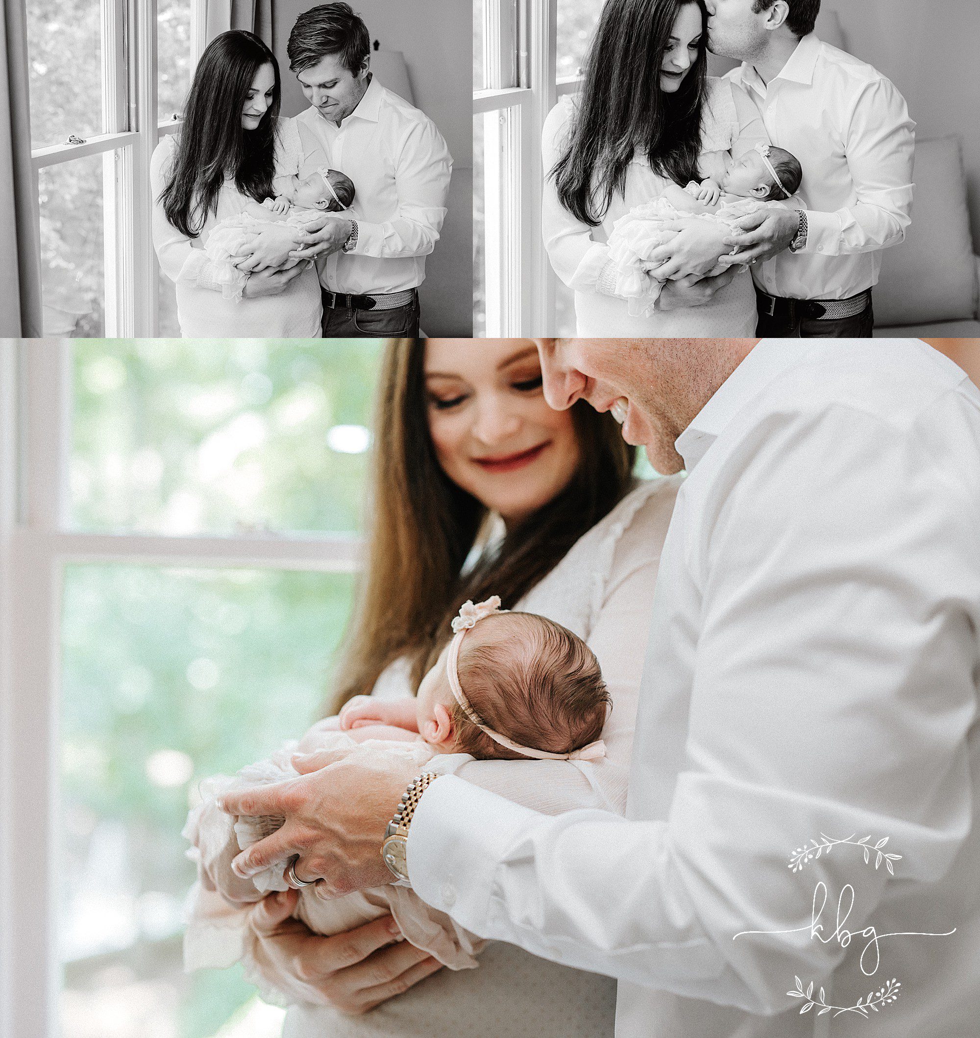 new parents holding baby in nursery - marietta newborn photographer 