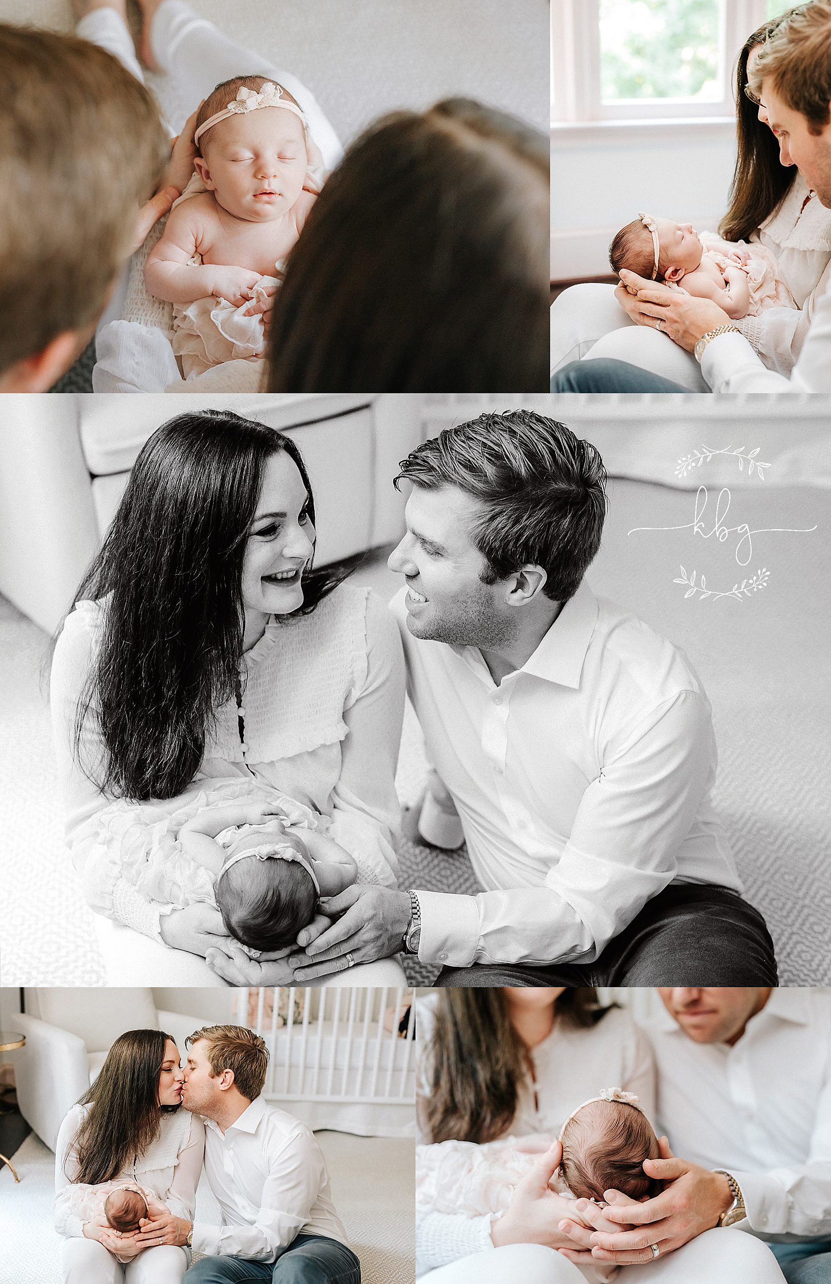 new parents holding baby girl on floor in nursery - atlanta family photographer