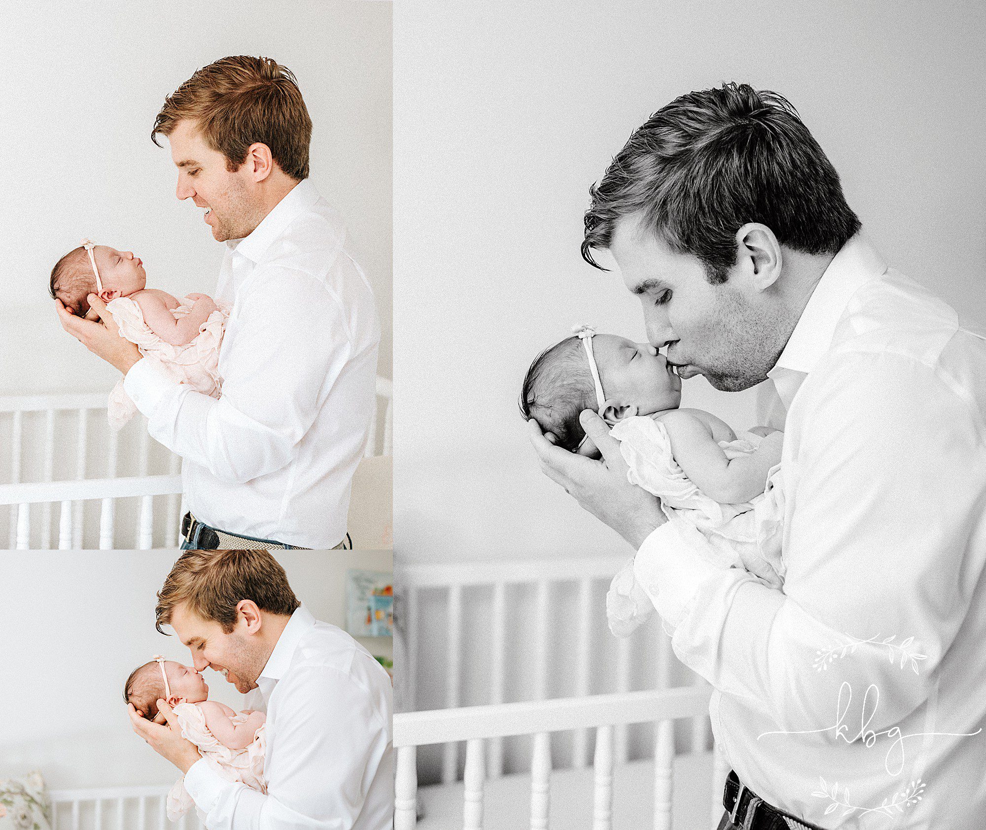 new dad holding baby girl in nursery - atlanta newborn photographer 