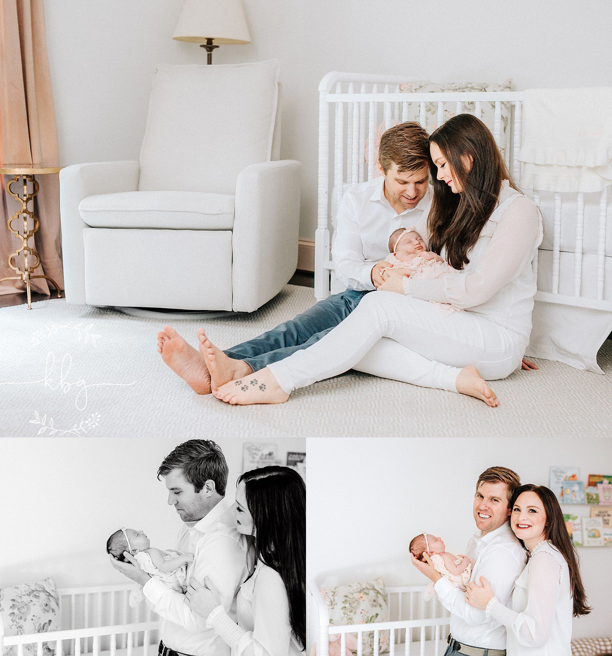 new parents holding baby girl in nursery - atlanta newborn photographer 