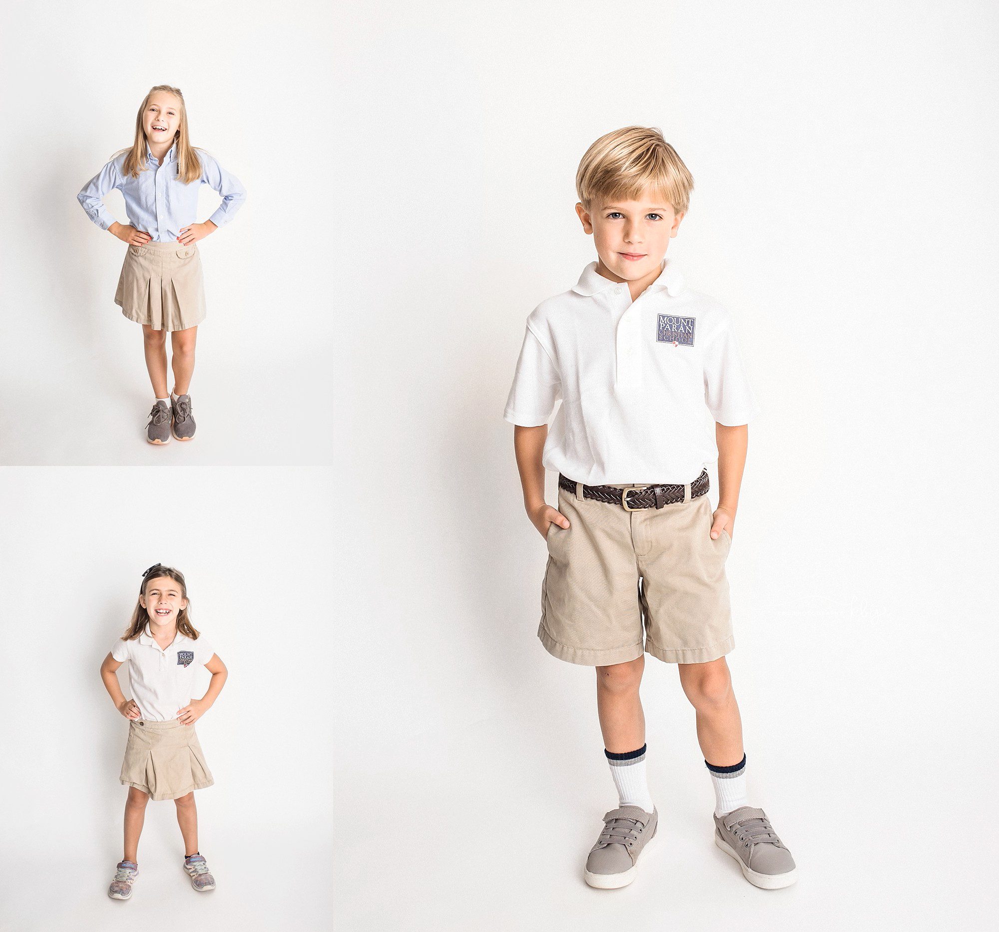 Atlanta Child Photographer - studio portraits of children in school uniforms