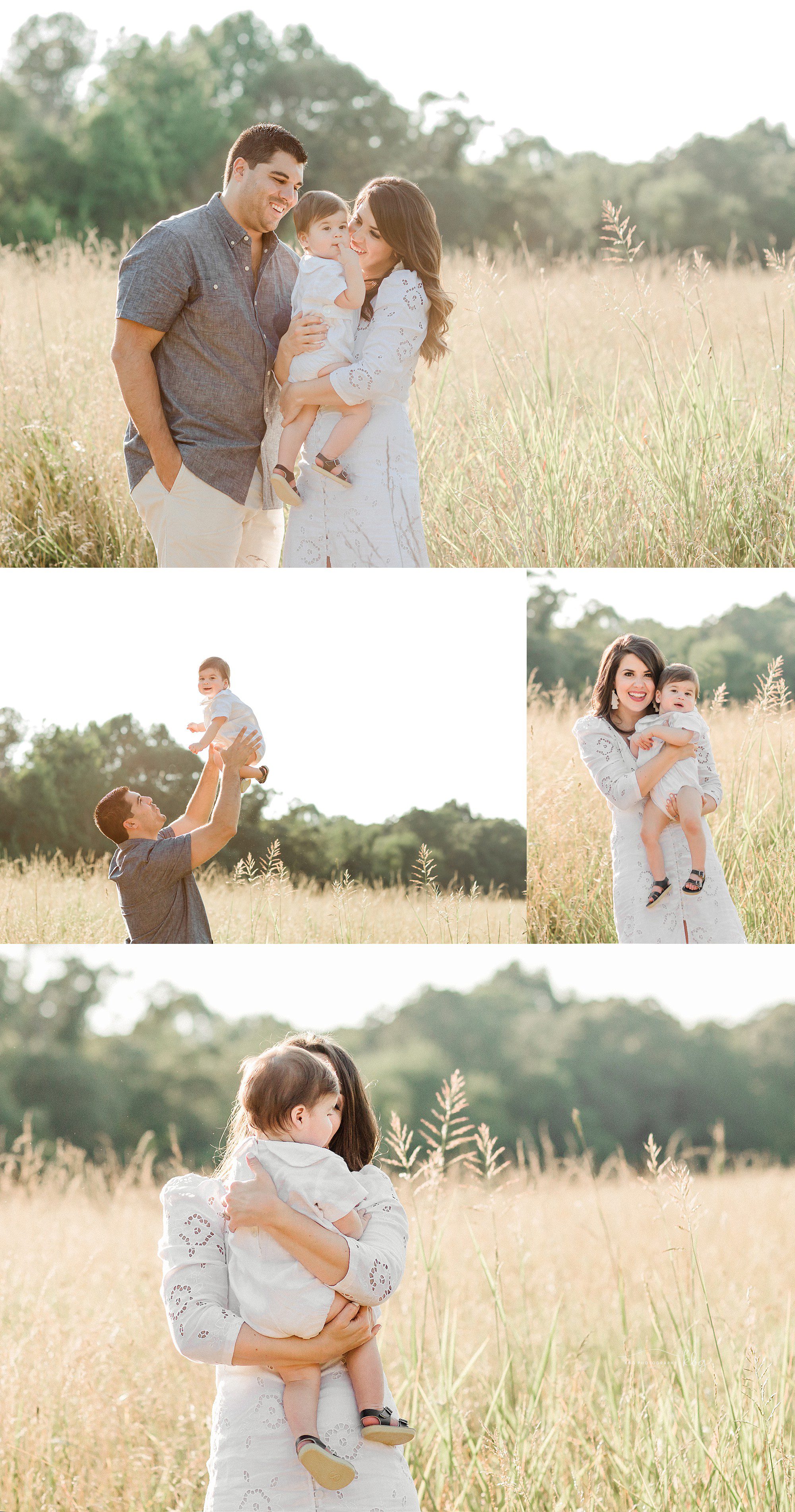 marietta family photographer - family of three smiling together outside