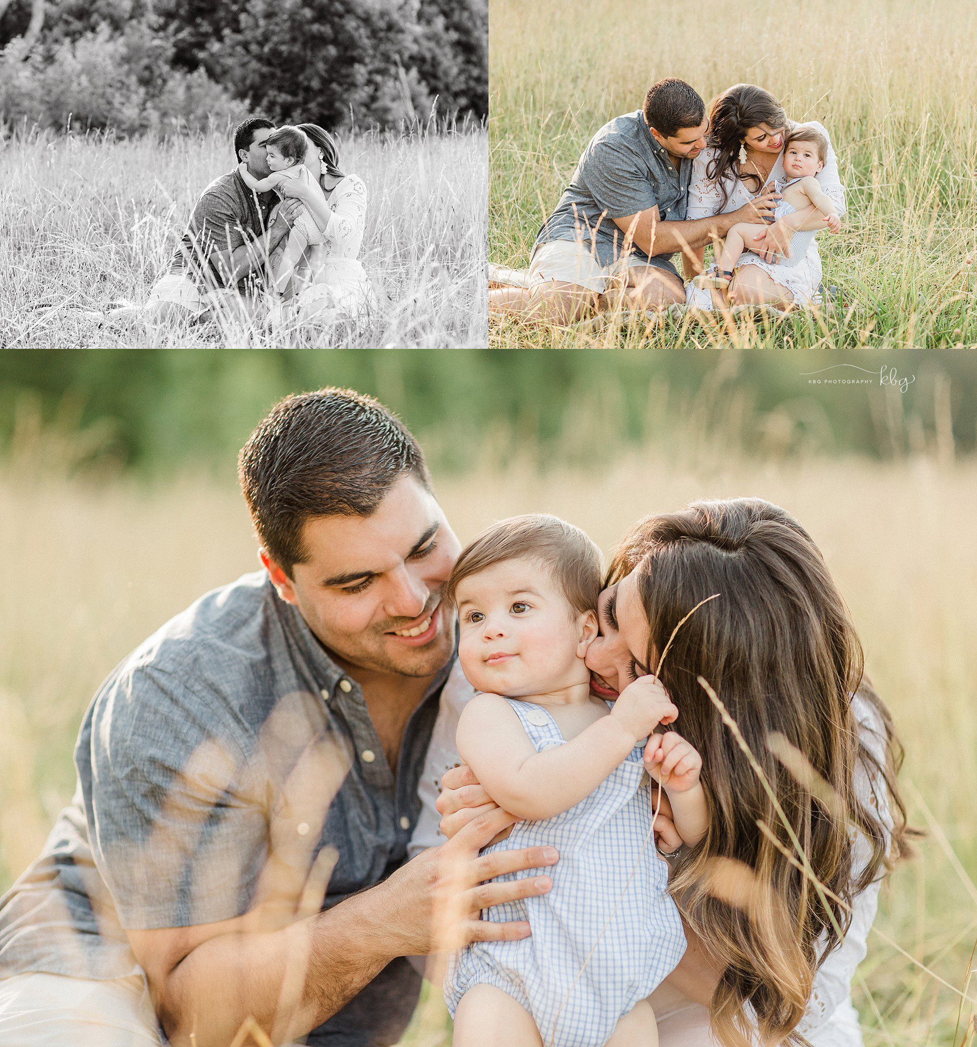 atlanta family photographer - family of three cuddling together in a field - family portrait
