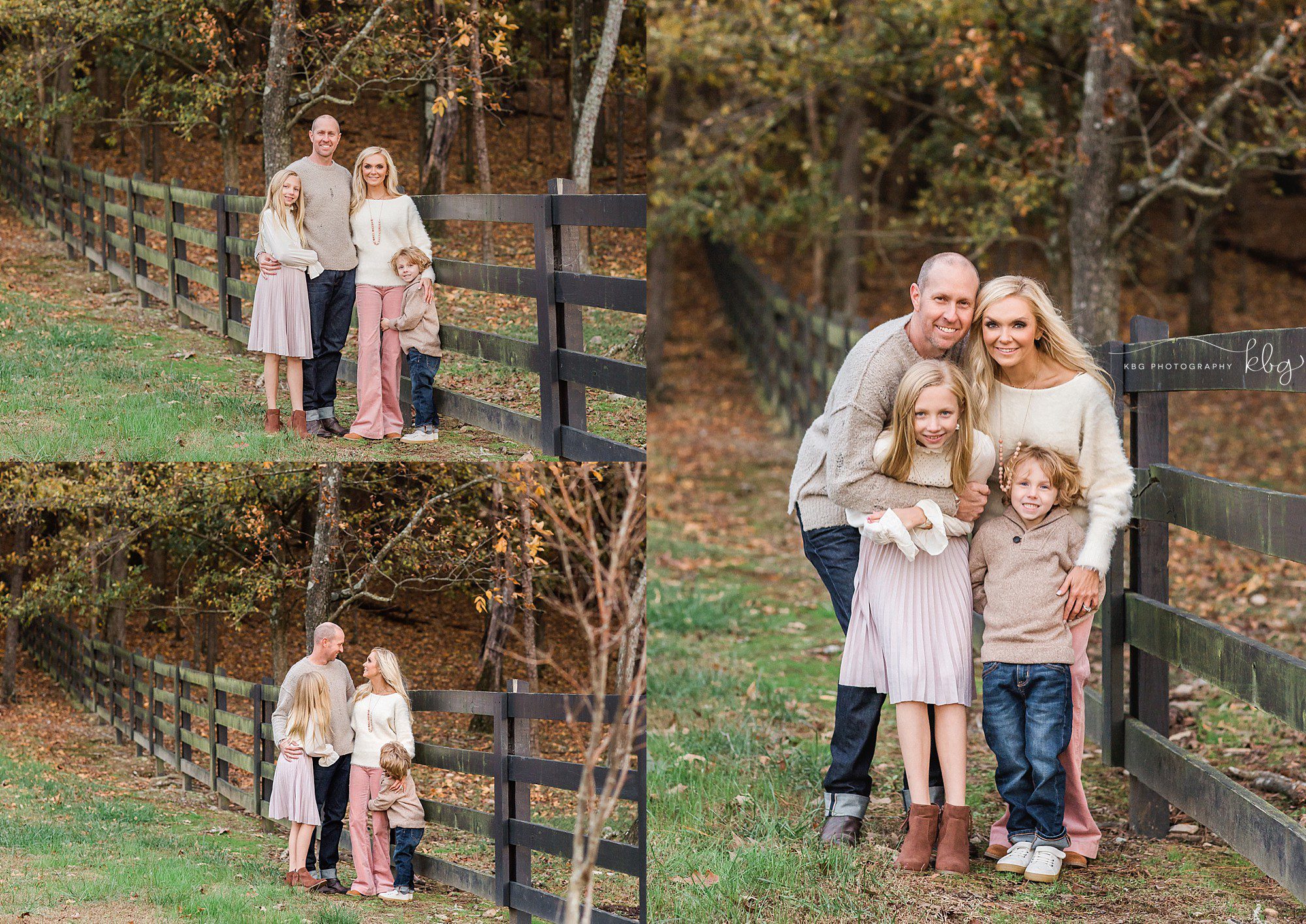 Family posing by fall foliage - Cobb County family photographer