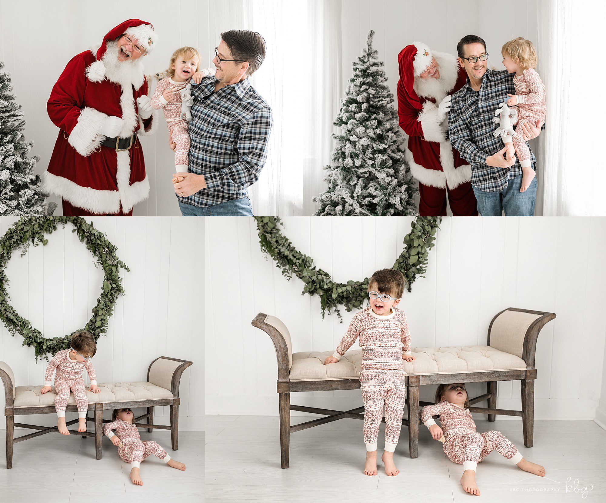 two brothers being silly with santa - marietta child photographer