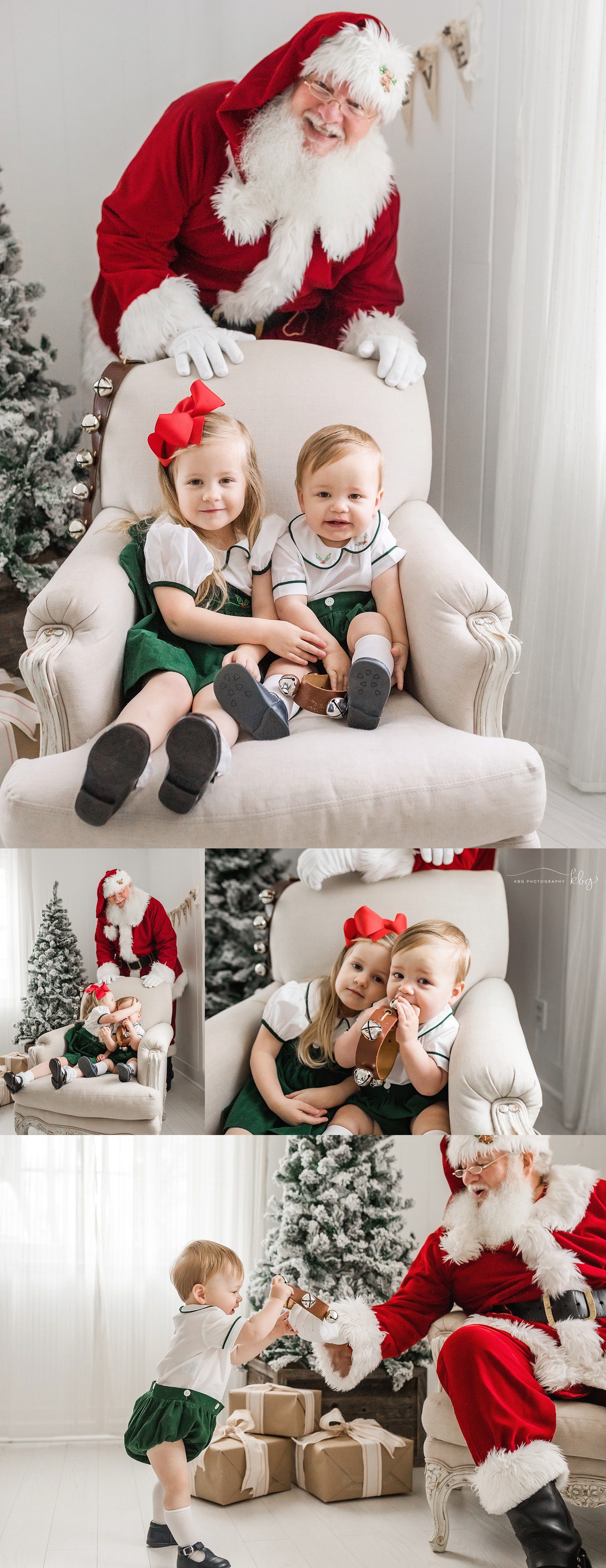 girl and boy posing with santa - atlanta child photographer