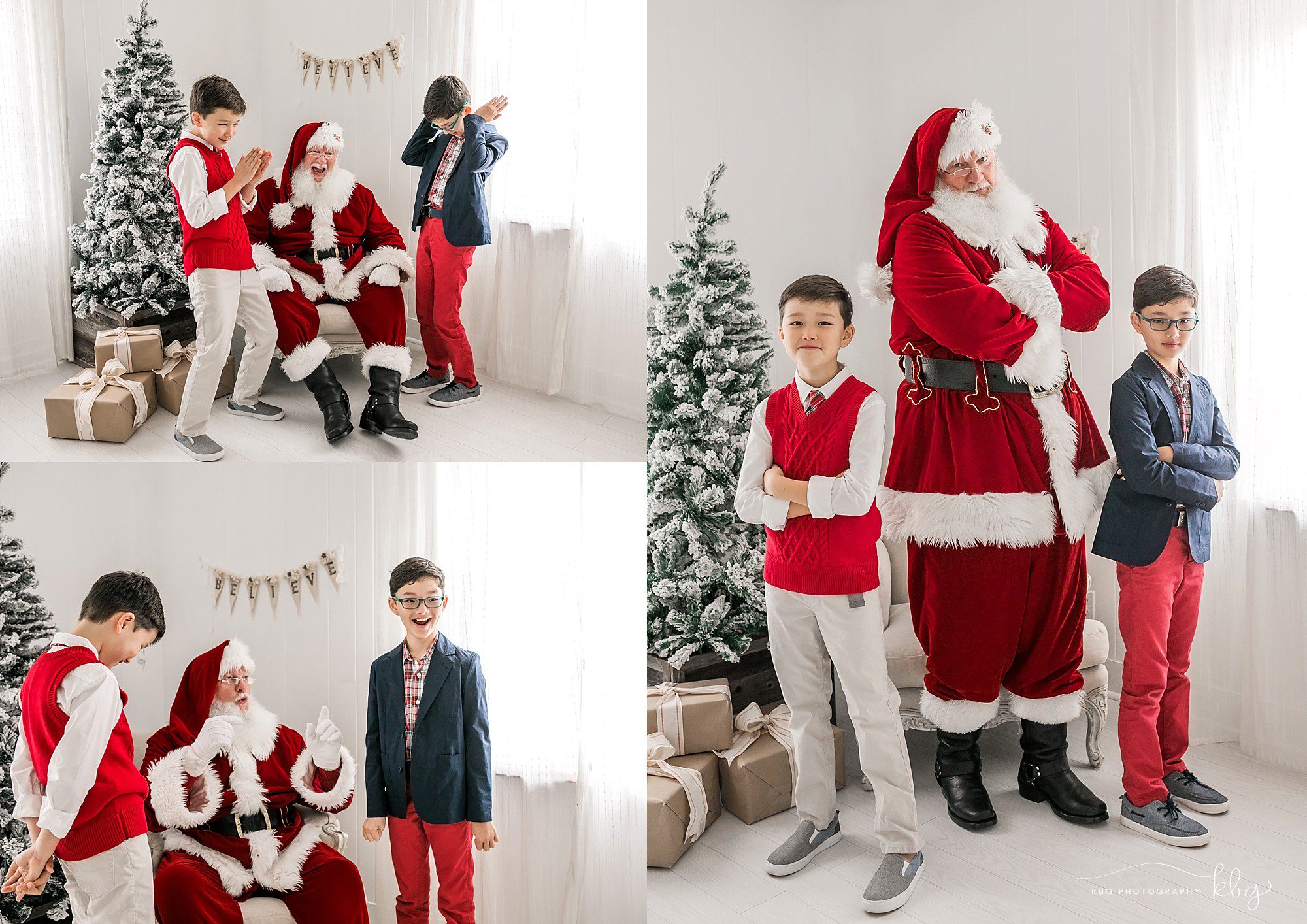 brothers standing and posing with santa - marietta child photographer