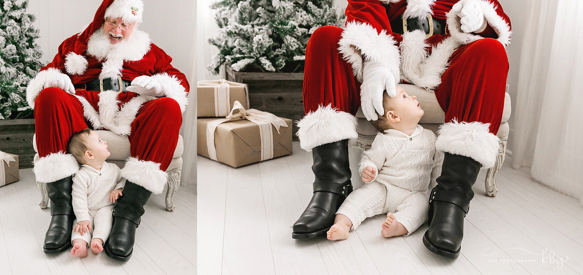 baby sitting with santa's boots - atlanta santa photographer