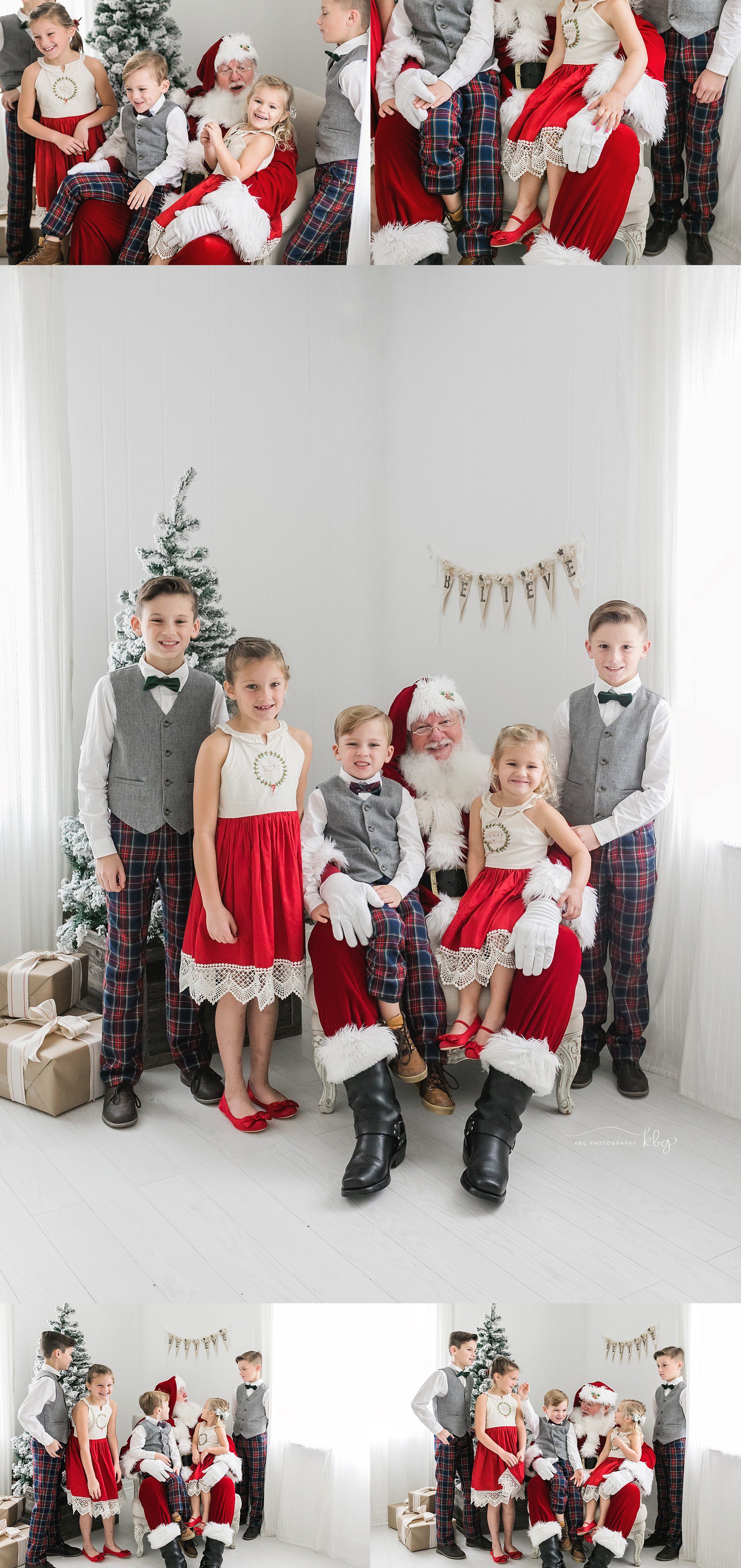five siblings posing with santa - atlanta family photographer, marietta family photographer