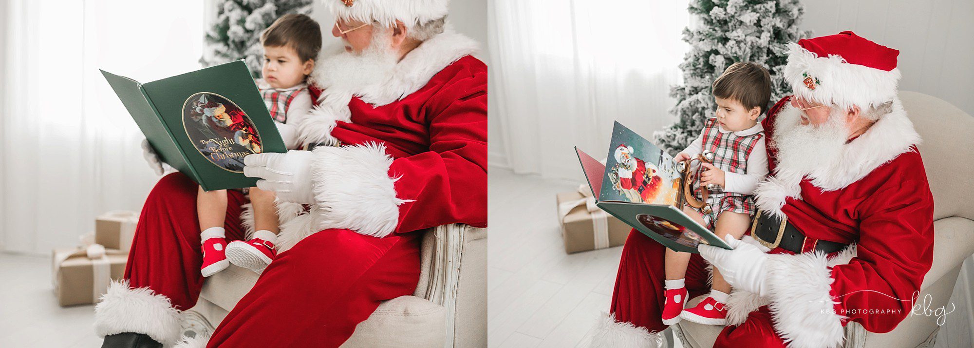 little boy reading with santa - marietta photographer