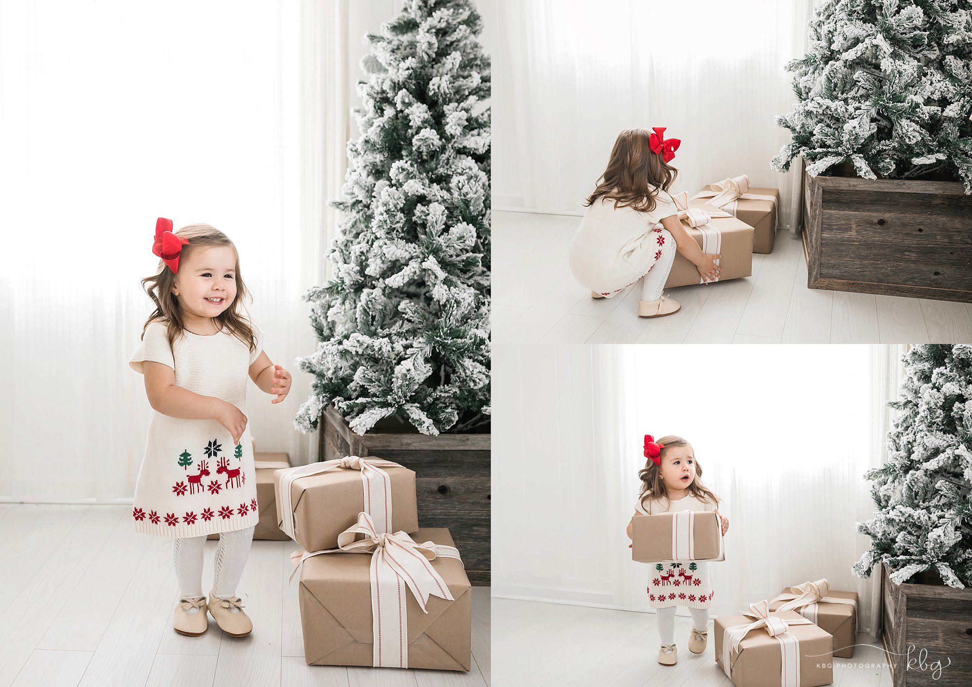 little girls giggling by the christmas tree - marietta family photographer