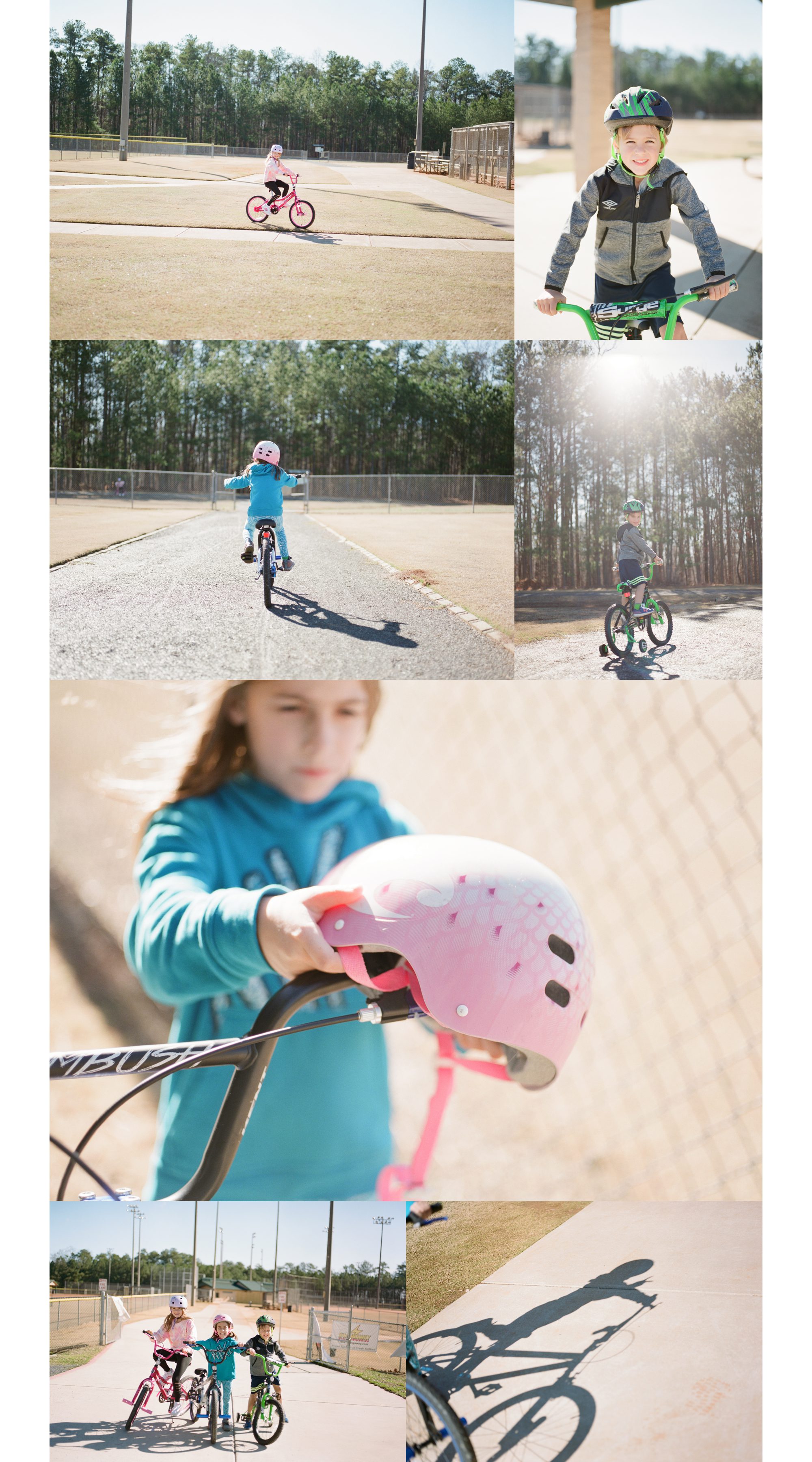 kids riding their bikes at Lost Mountain Park - Marietta family photographer