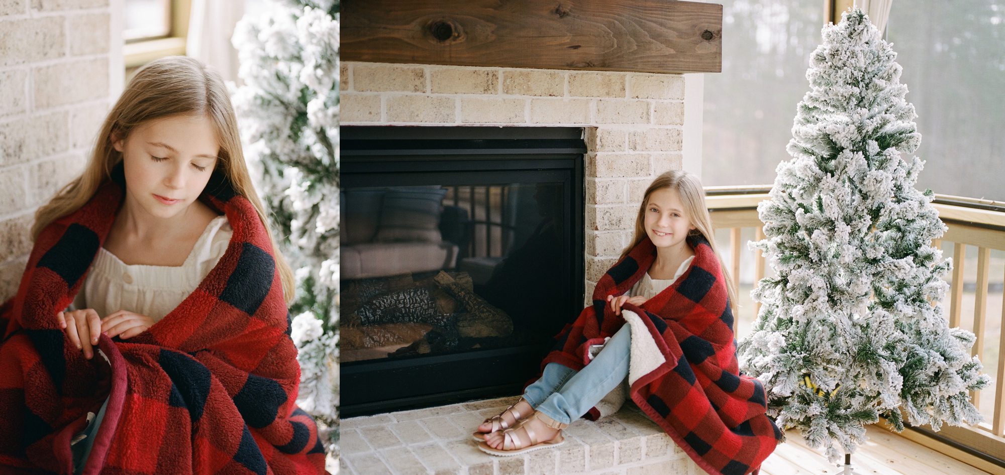 nine year old girl posing by the fireplace - atlanta family photographer