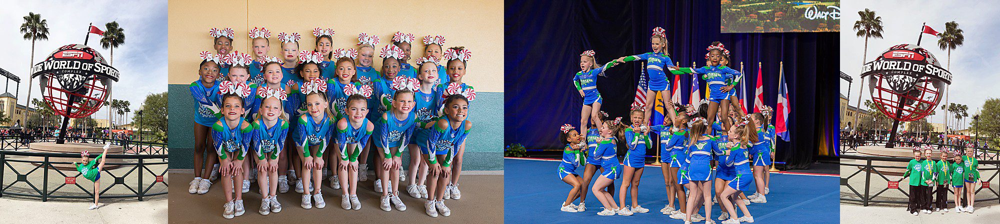 marietta child photographer - cheerleading team in disney