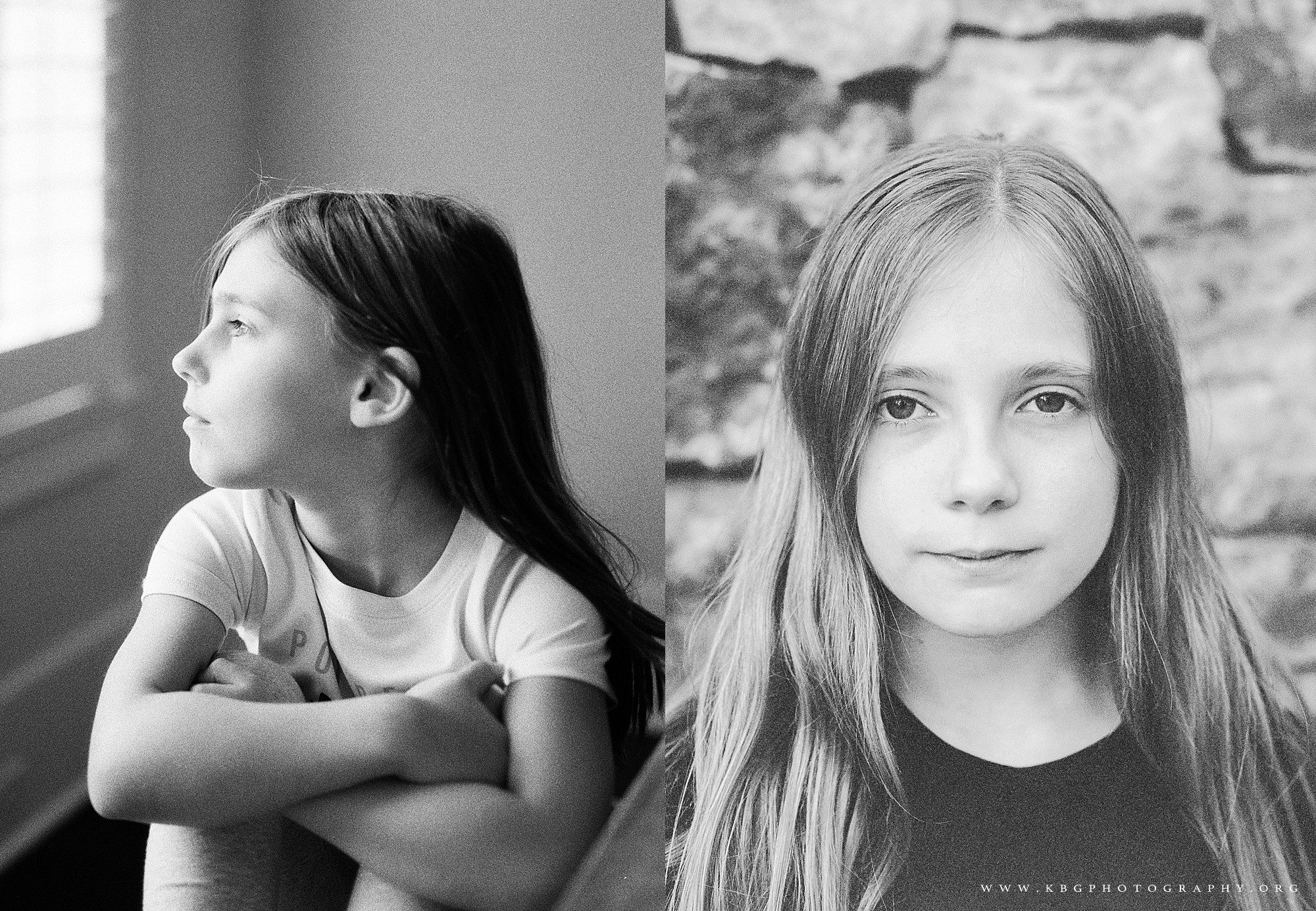two girls captured on black and white film - marietta child photographer