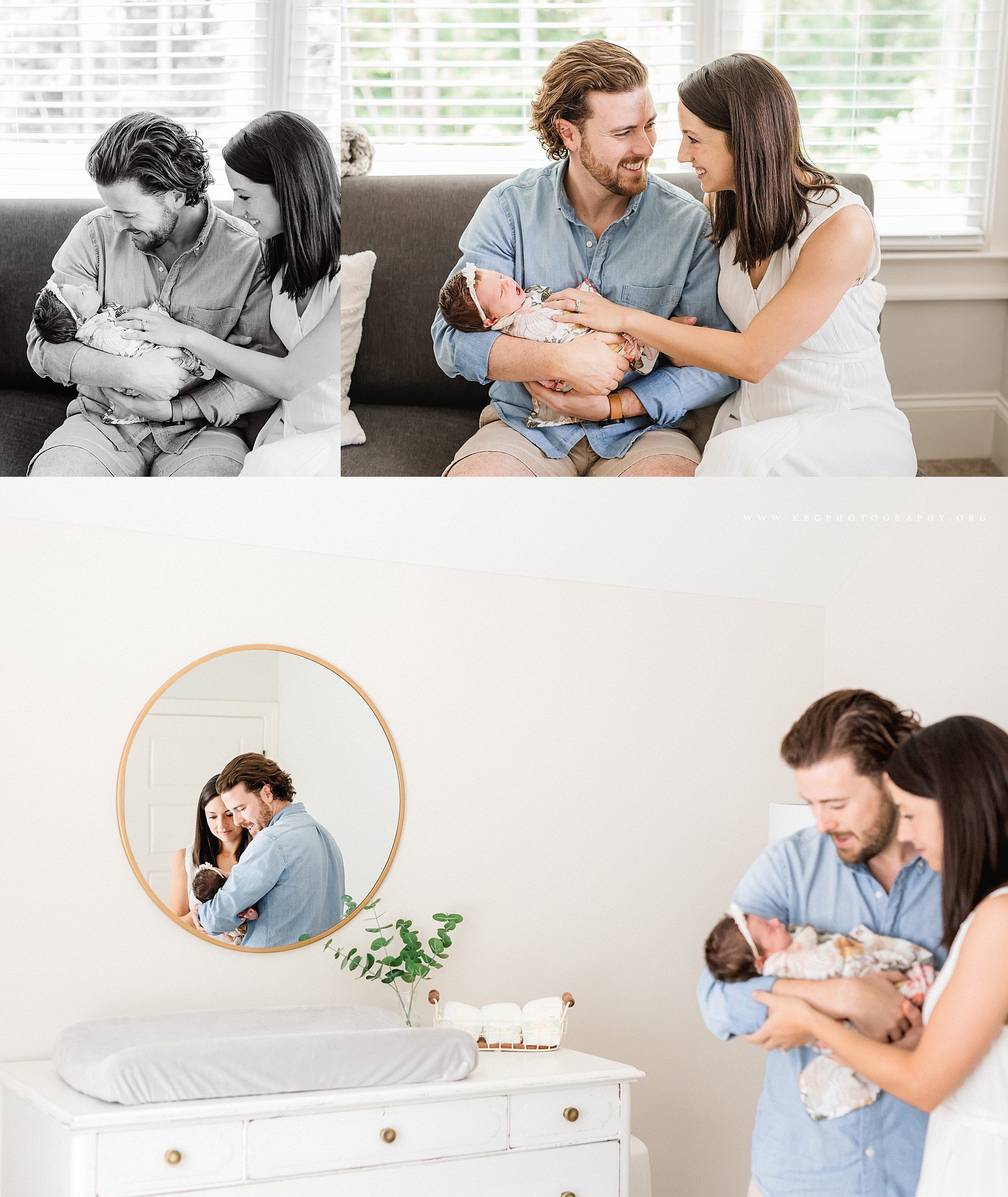 marietta family photographer - mom and dad holding newborn baby girl 