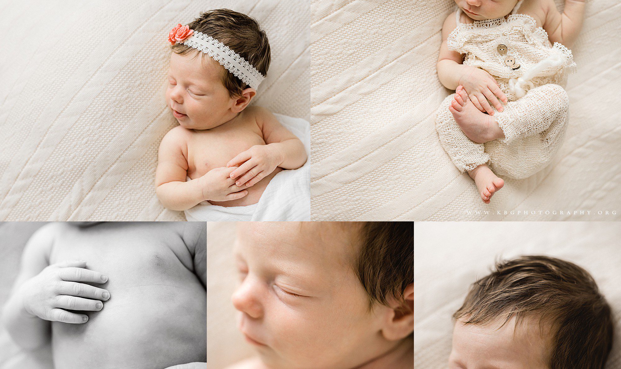 kennesaw newborn photographer - newborn baby girl on cream colored blanket