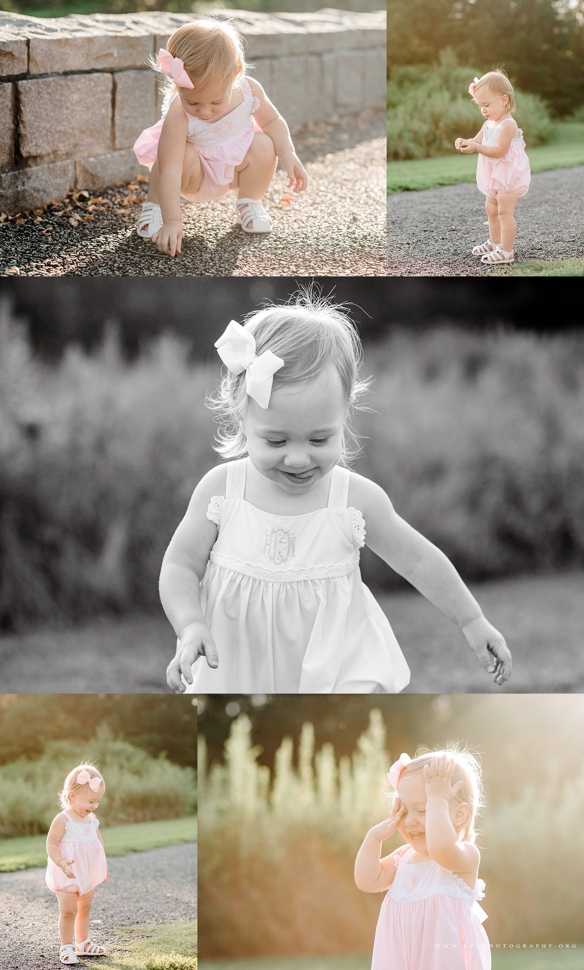 marietta baby photographer - little girl playing with rocks