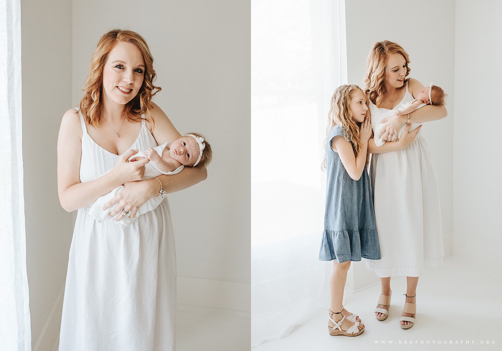 marietta child photographer - mom and daughter posing with newborn baby girl