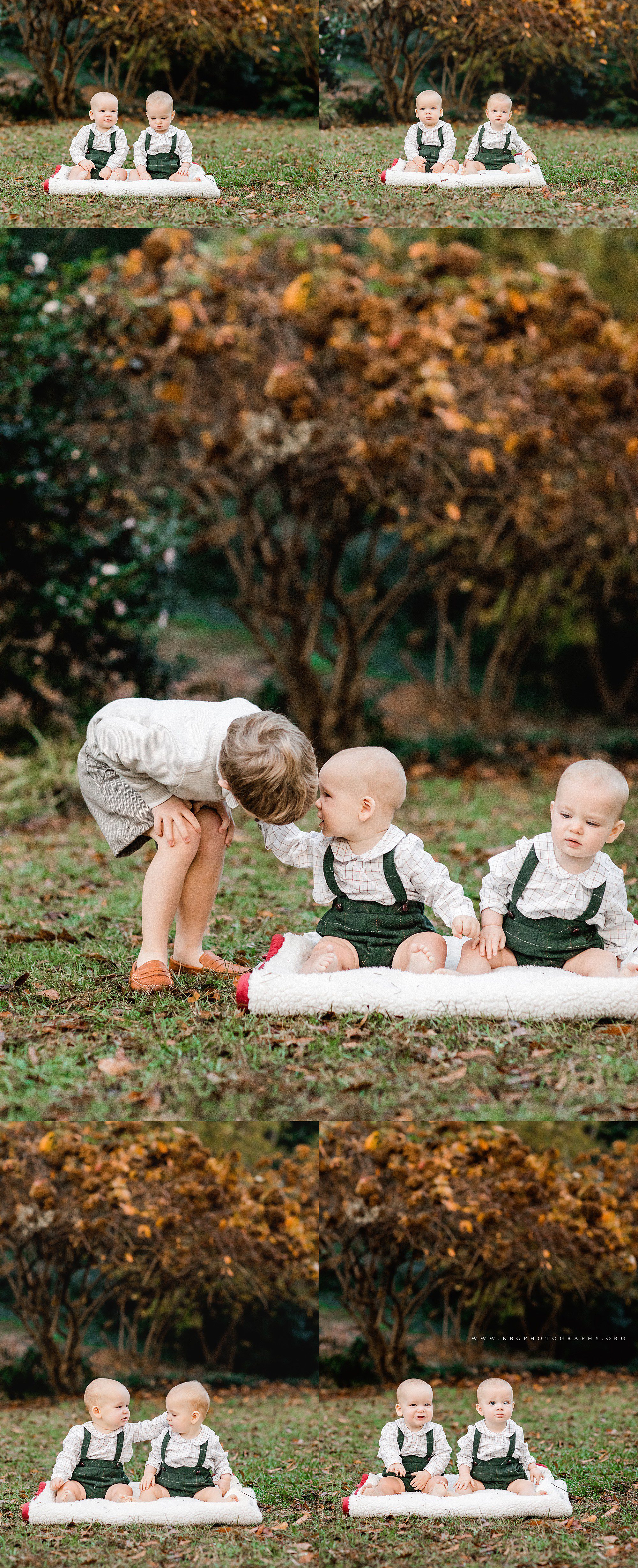 atlanta family photographer - twin brothers posing in the grass