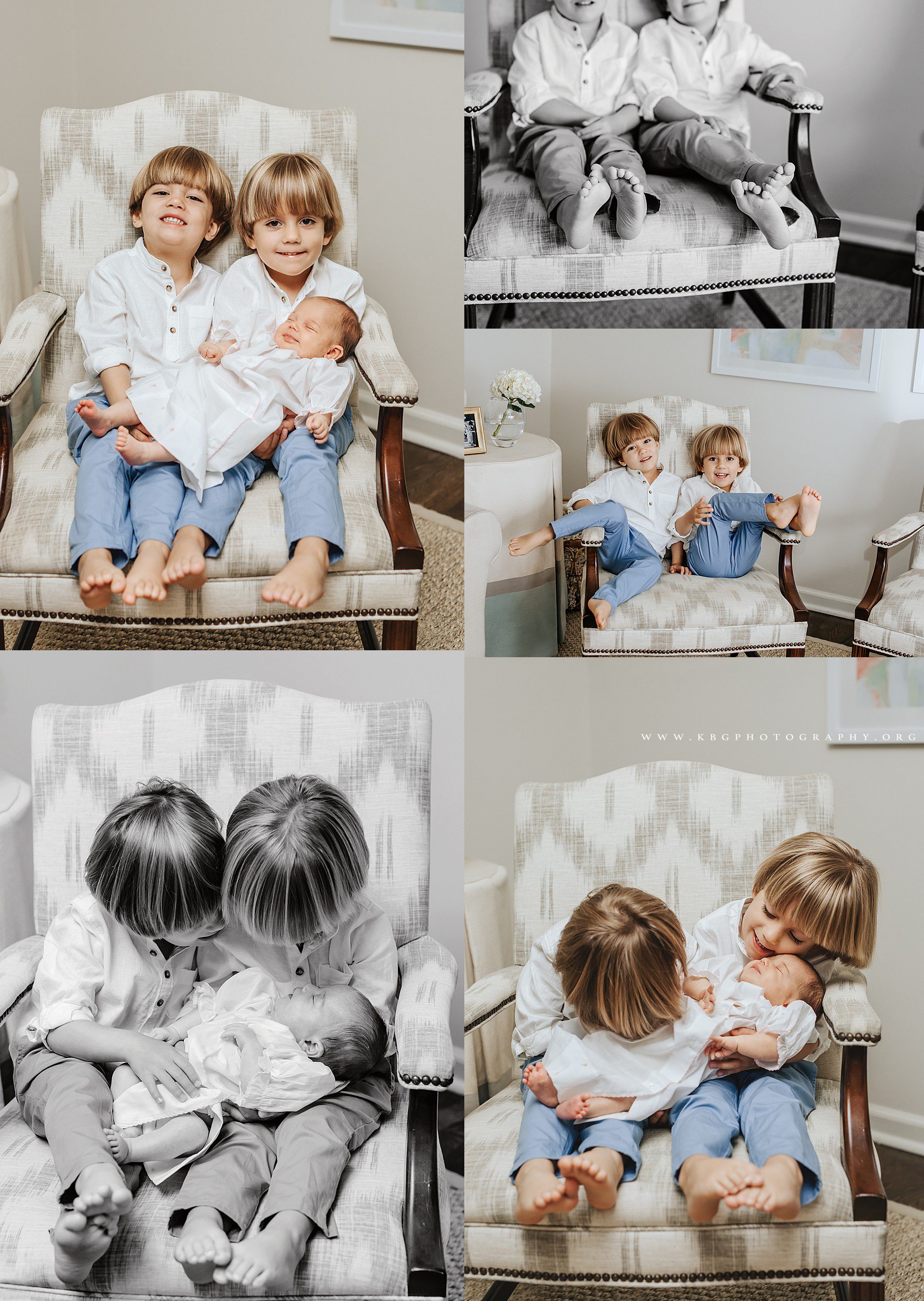 chamblee georgia newborn photographer - twin big brothers with baby sister