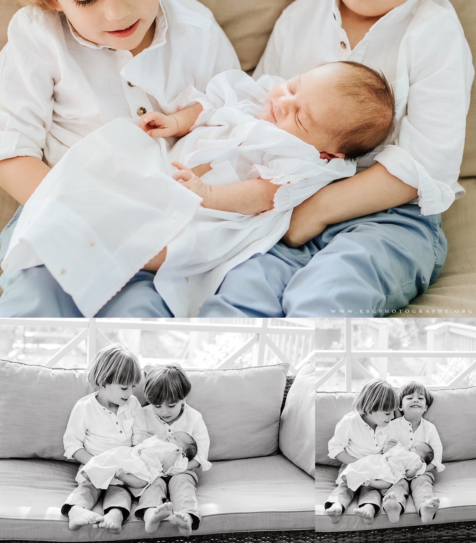 marietta family photographer - big twin brothers with their baby sister