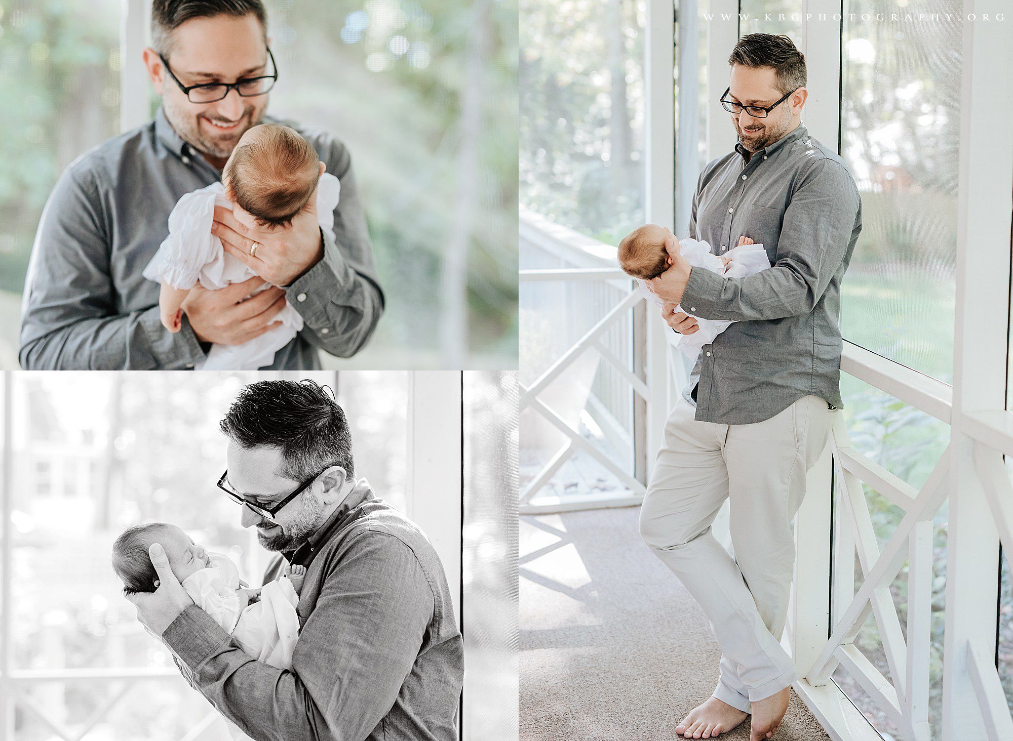 atlanta newborn session - dad and baby on the porch