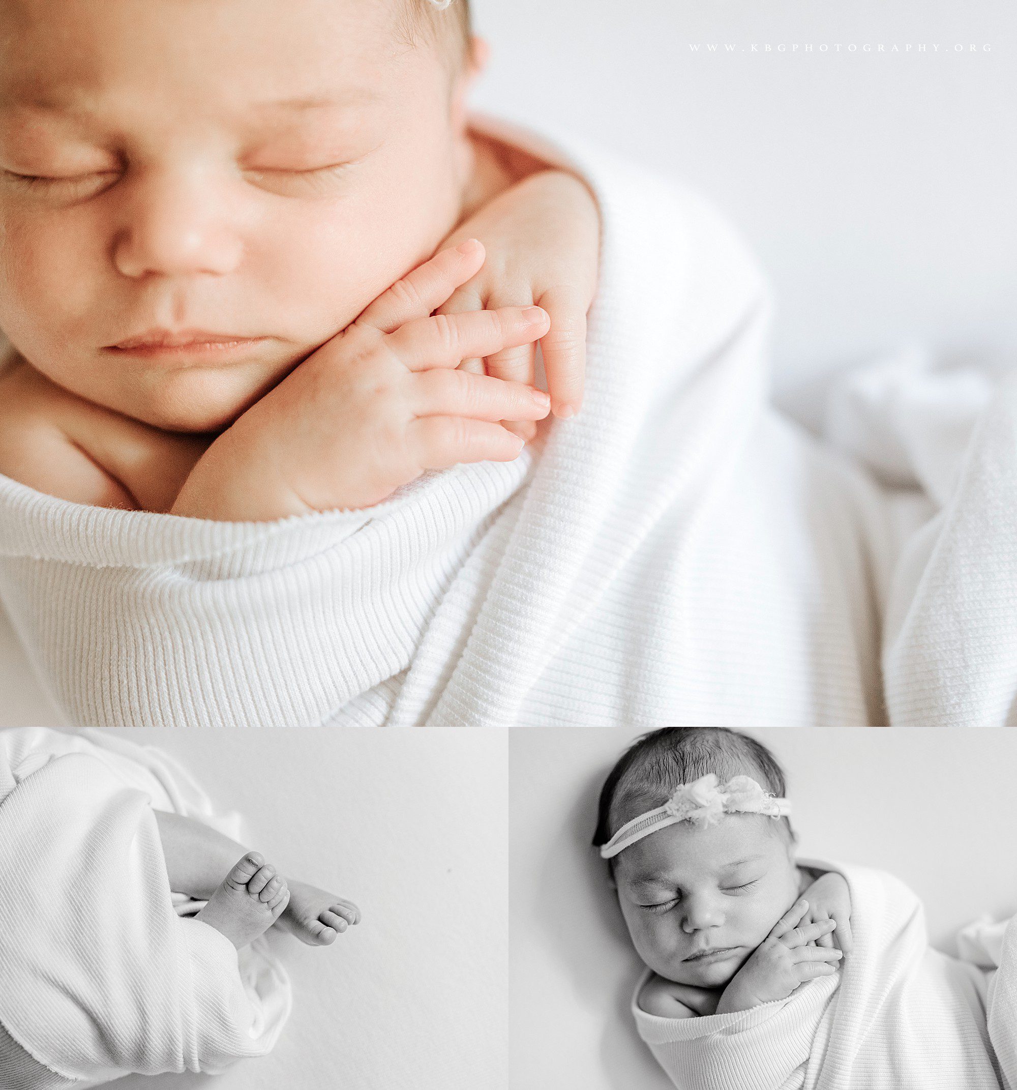 atlanta newborn photographer - baby girl wrapped in white