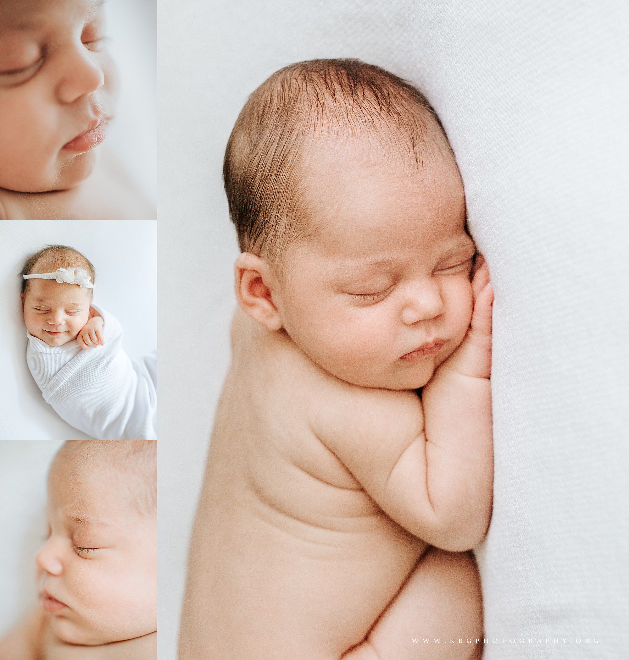 marietta newborn photographer - baby girl on white blanket
