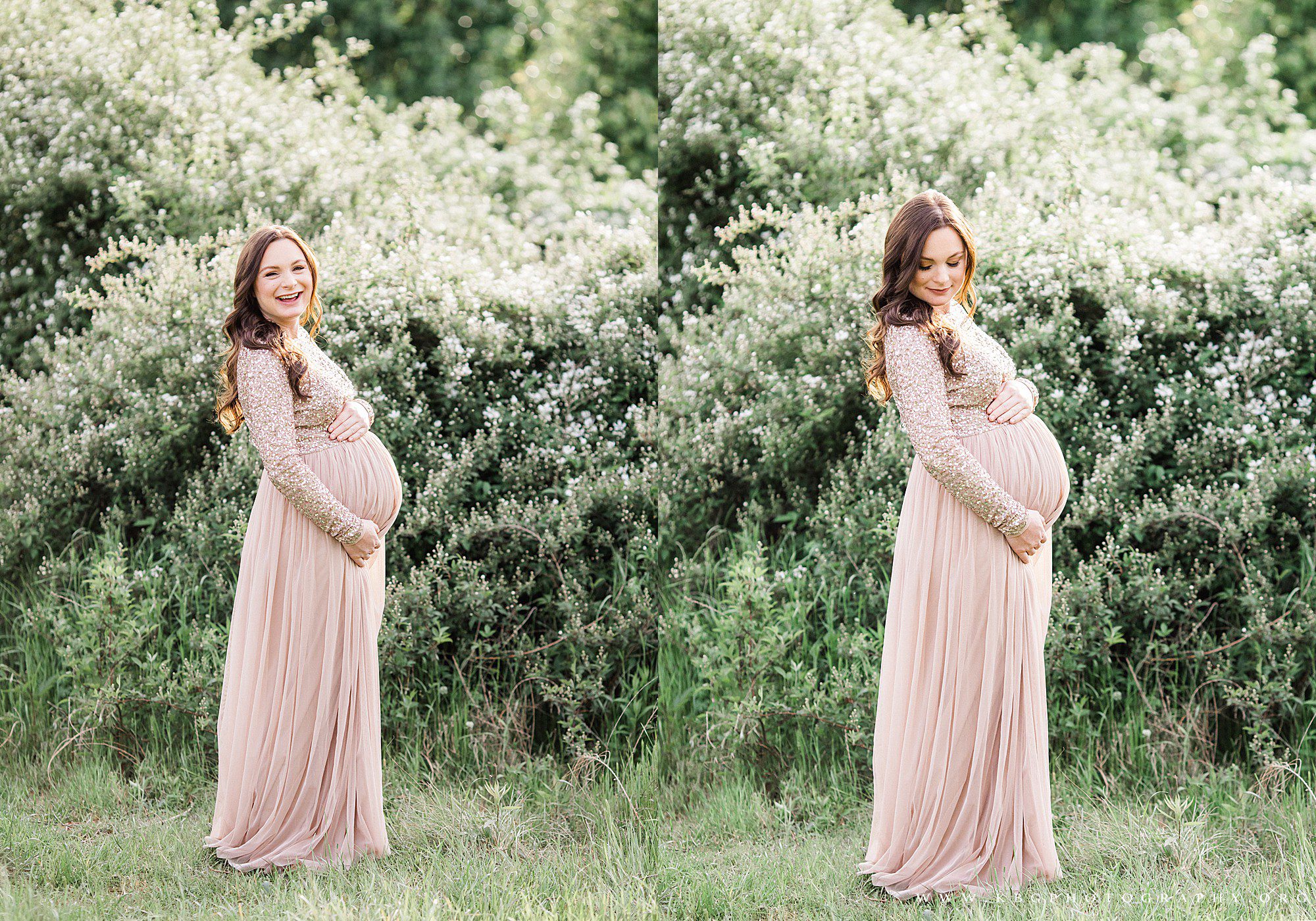 expecting mother in grasses - marietta maternity photographer
