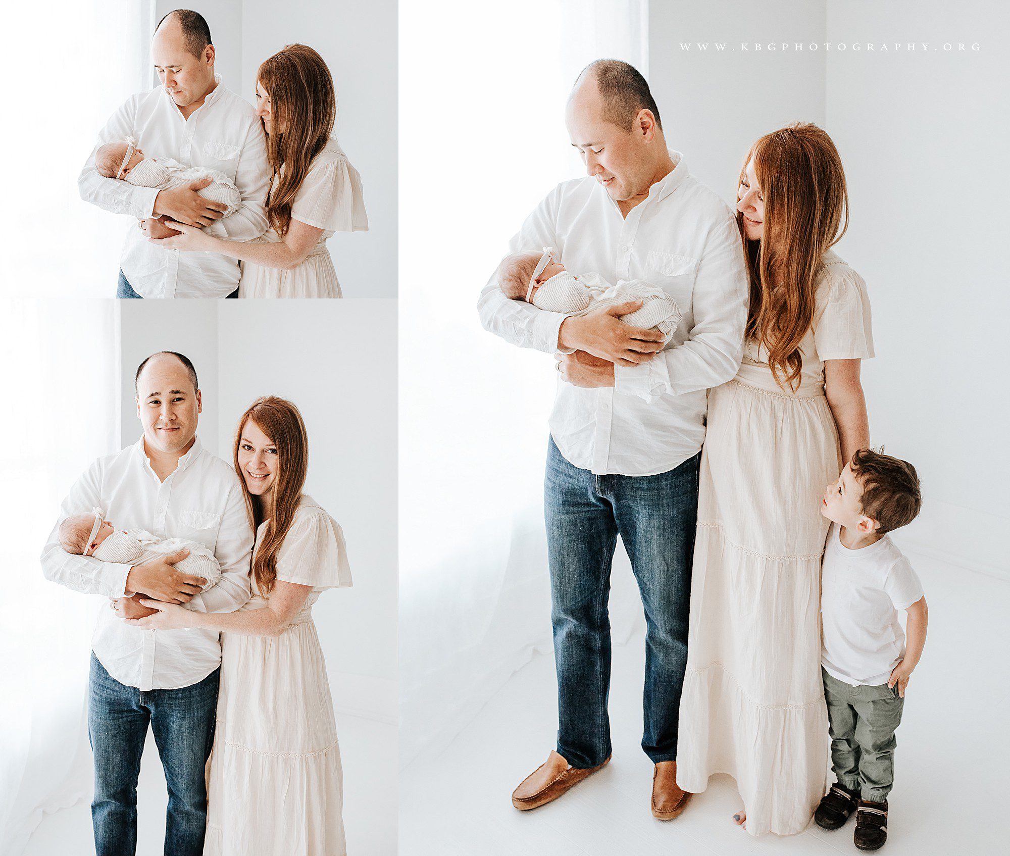 new family of four posing in the studio - marietta studio newborn photographer