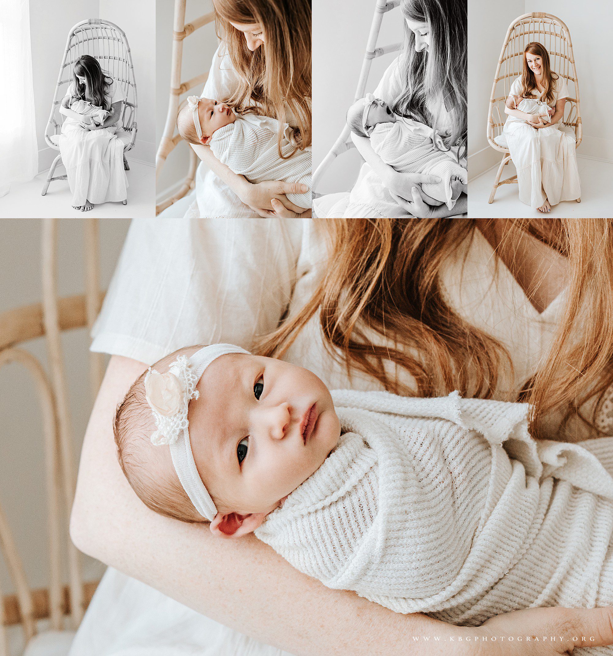 mother holding new baby girl - marietta studio newborn photographer