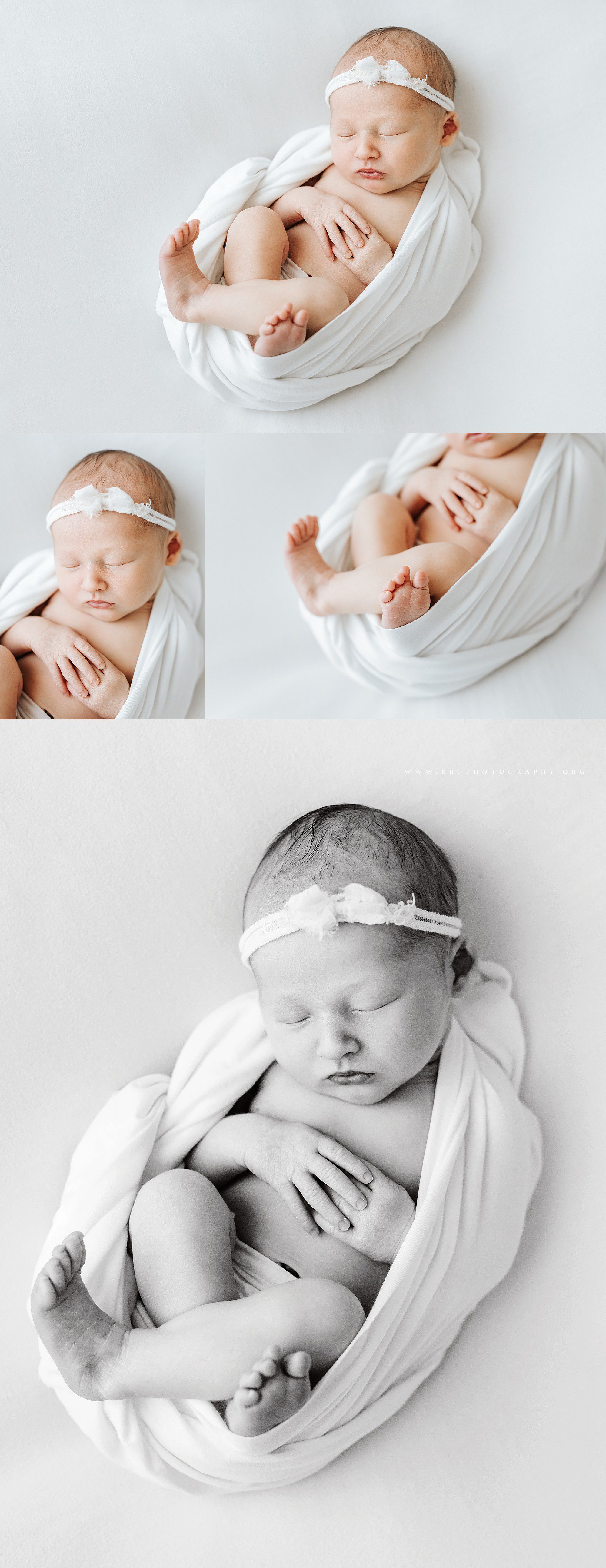 baby girl posing on beanbag - marietta studio newborn photographer