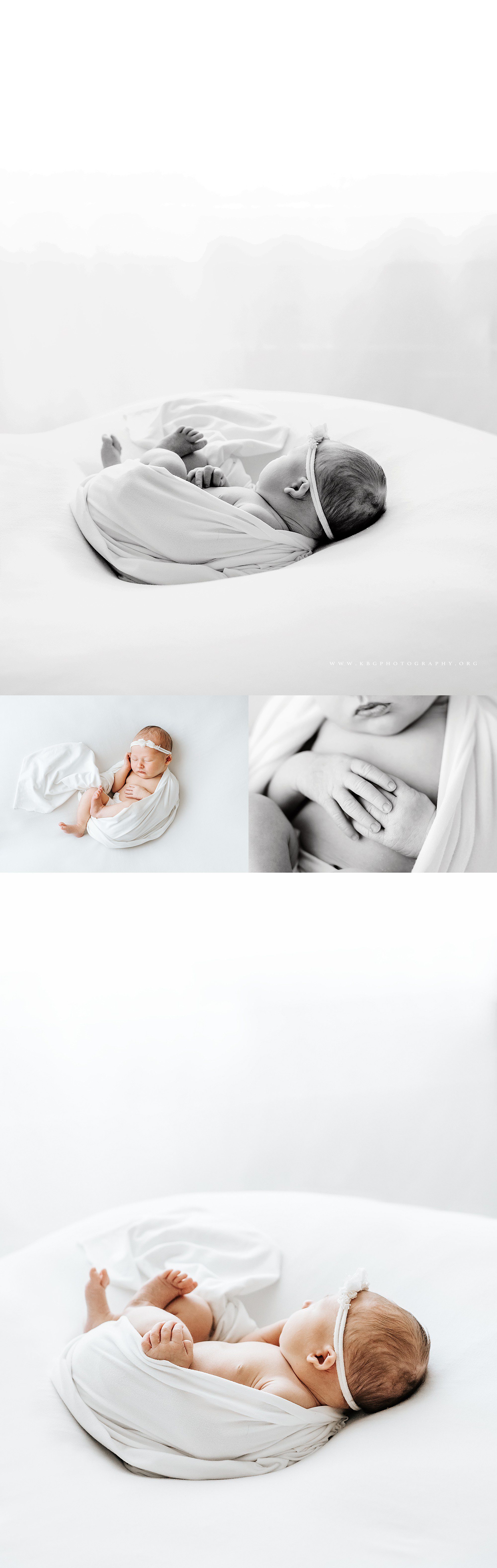 baby girl posing by studio window - marietta newborn photographer