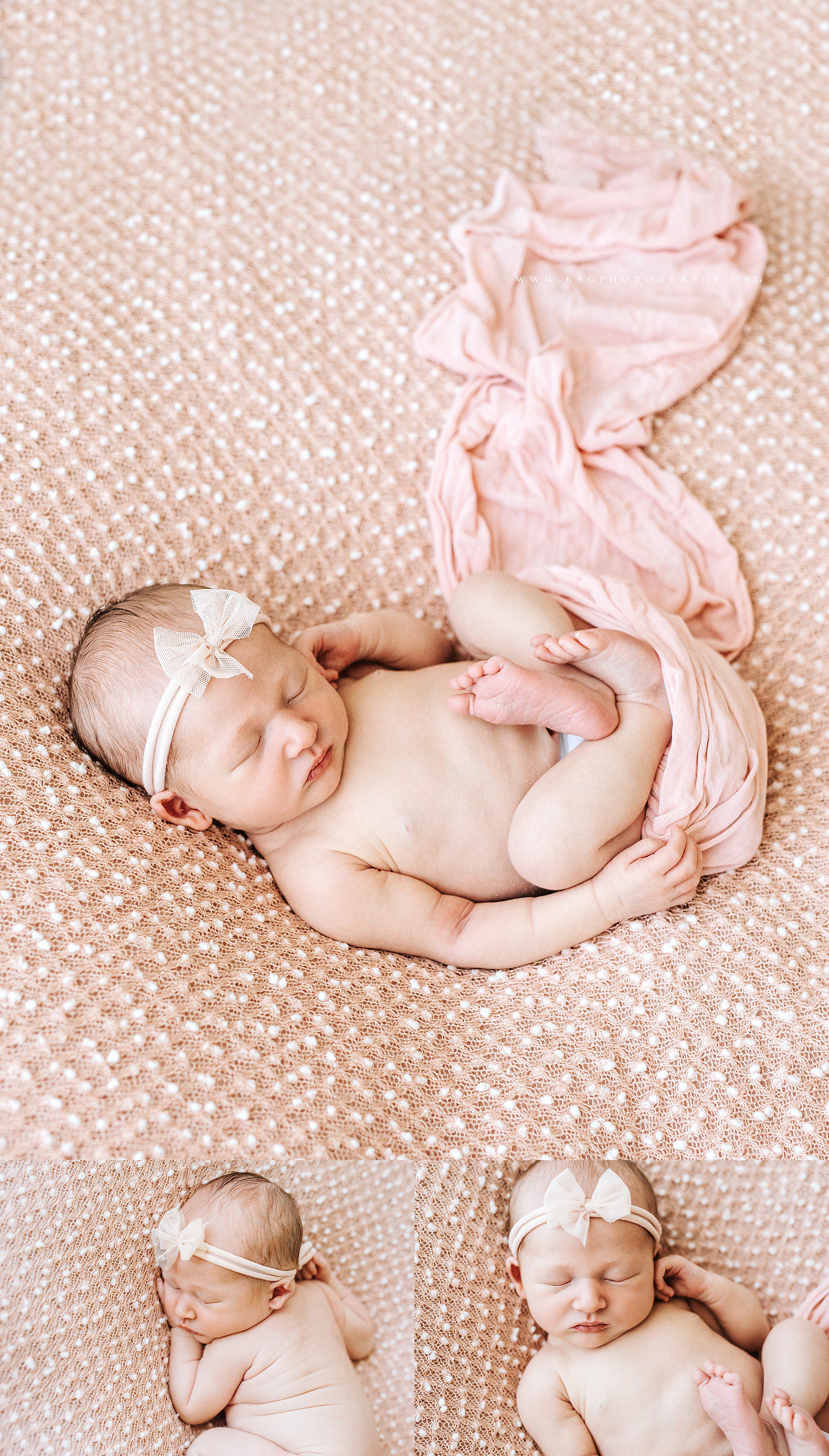 baby girl newborn posing on beanbag - marietta newborn session