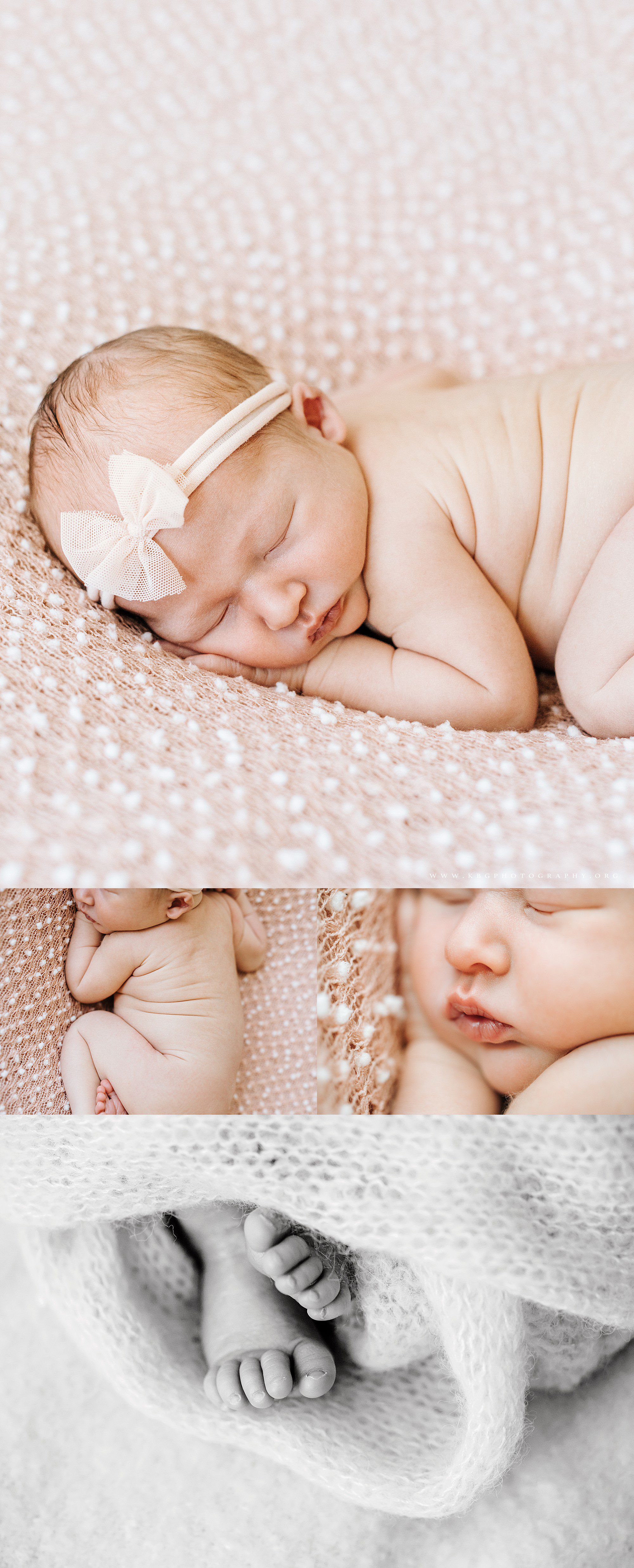 baby girl newborn posing on beanbag - marietta newborn photographer