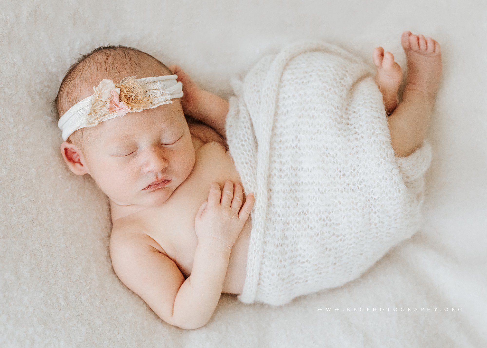 baby girl posing on beanbag - atlanta newborn session