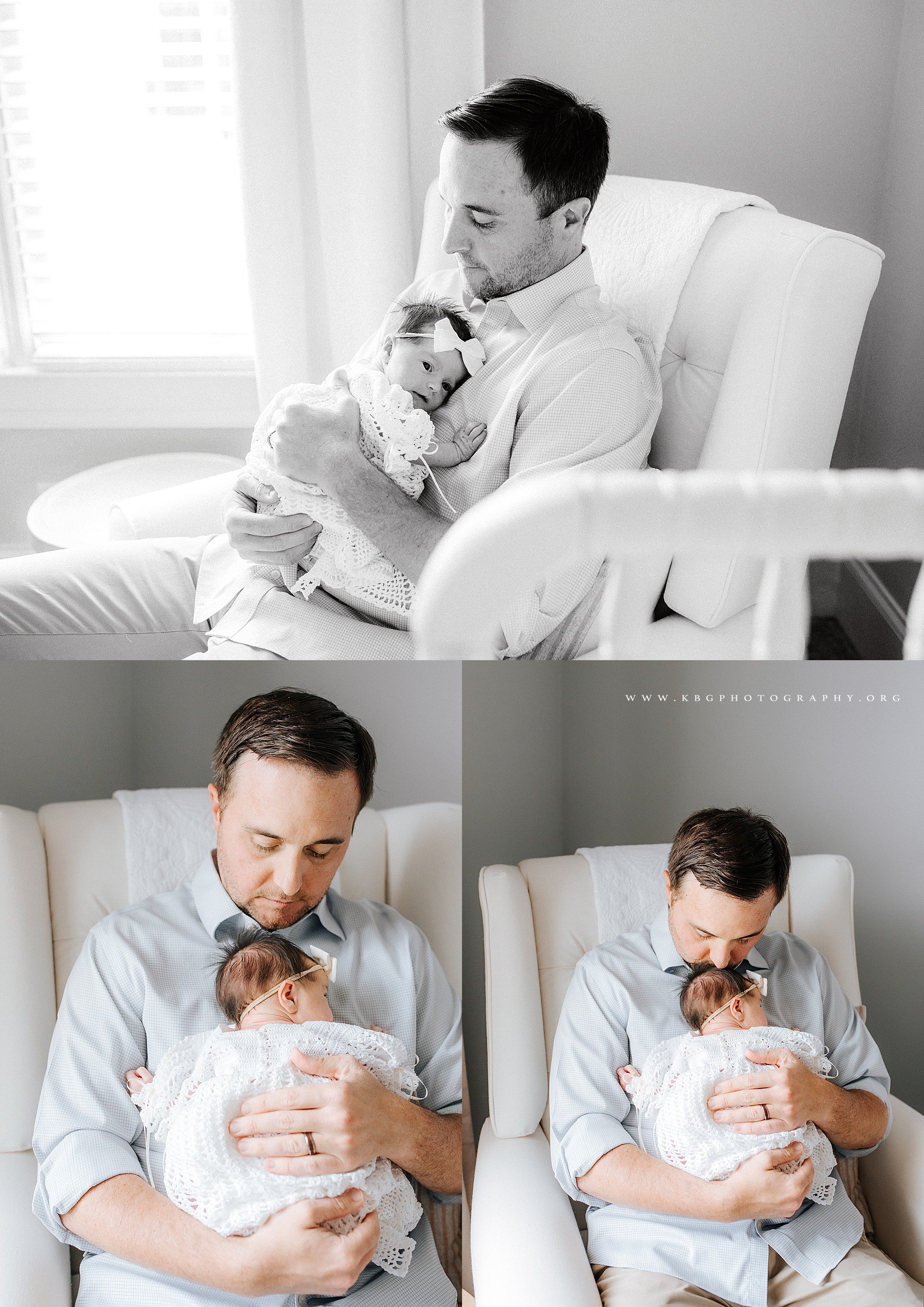 dad and baby girl in nursery - atlanta newborn photographer