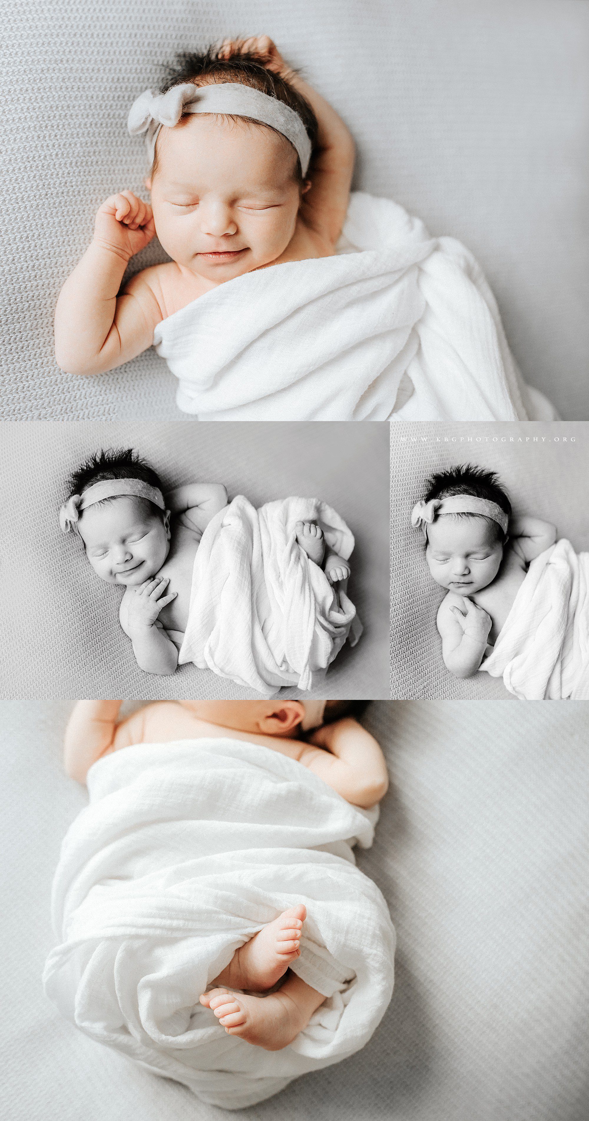newborn baby girl posing on beanbag - atlanta newborn and baby photographer