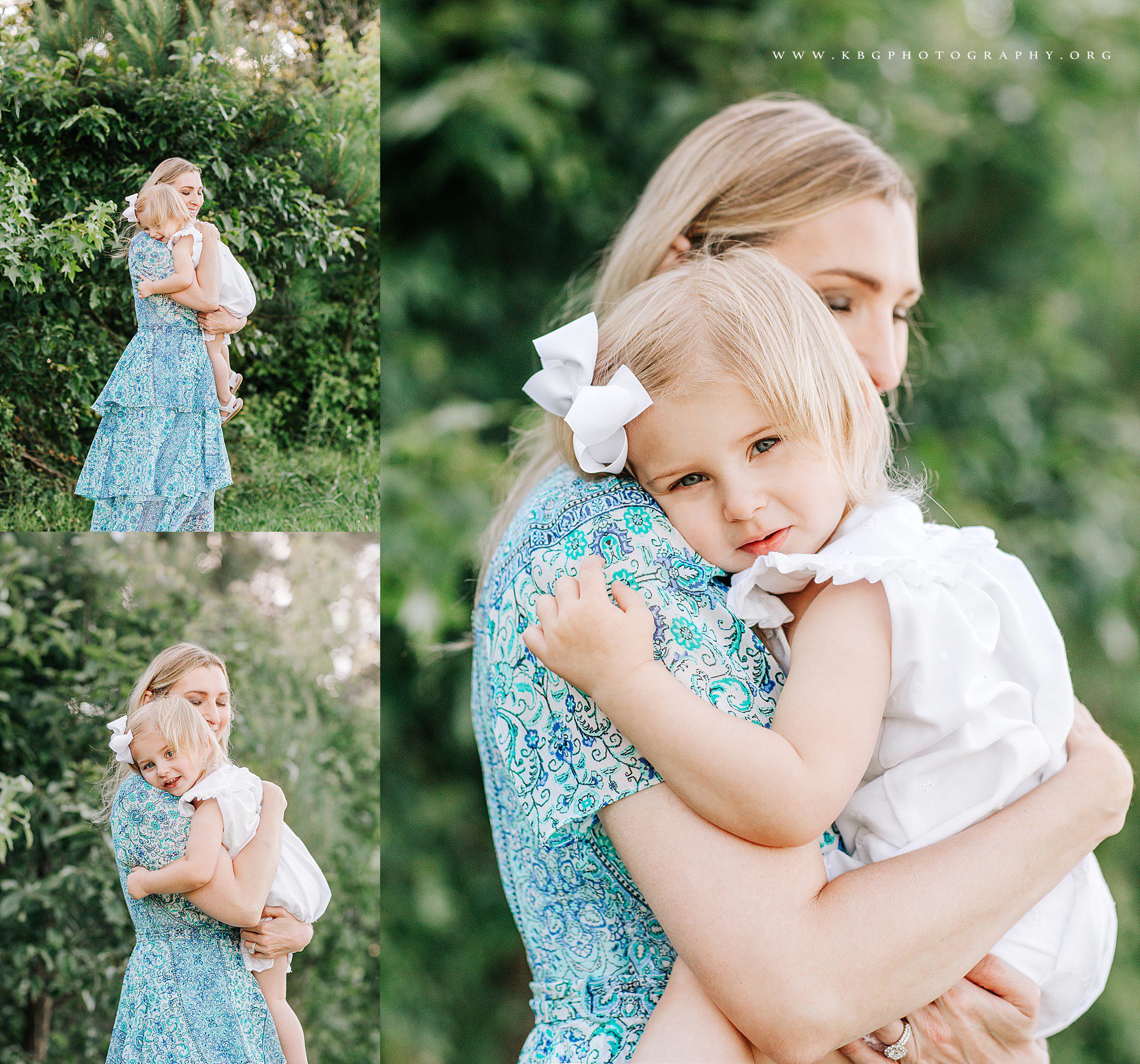mom holding daughter in field - marietta family photographer