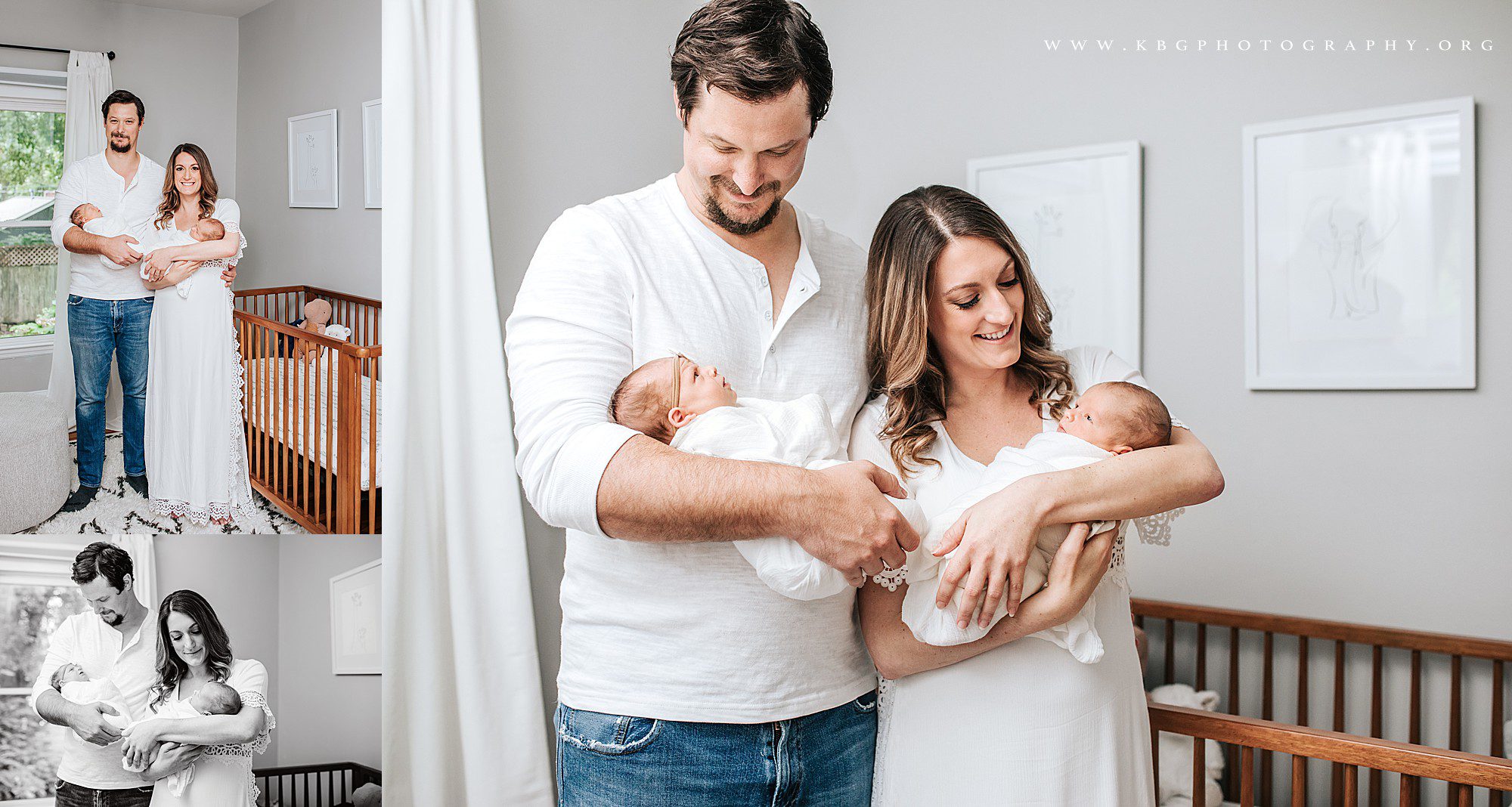 parents with twins in their nursery - marietta family photographer 