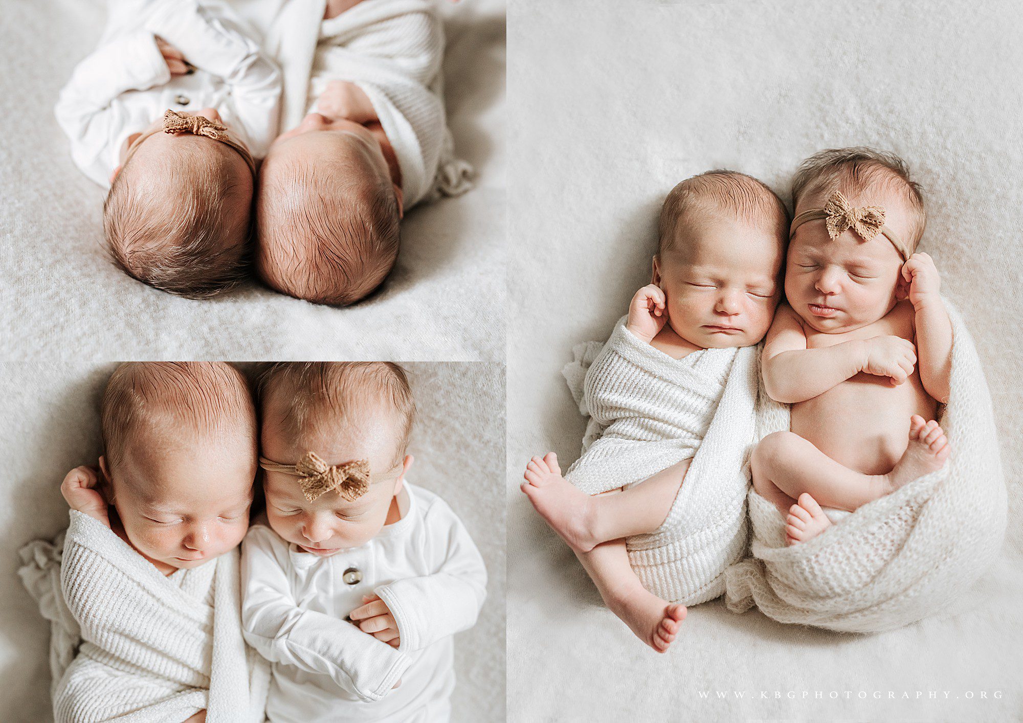 twin babies on beanbag - marietta newborn photographer
