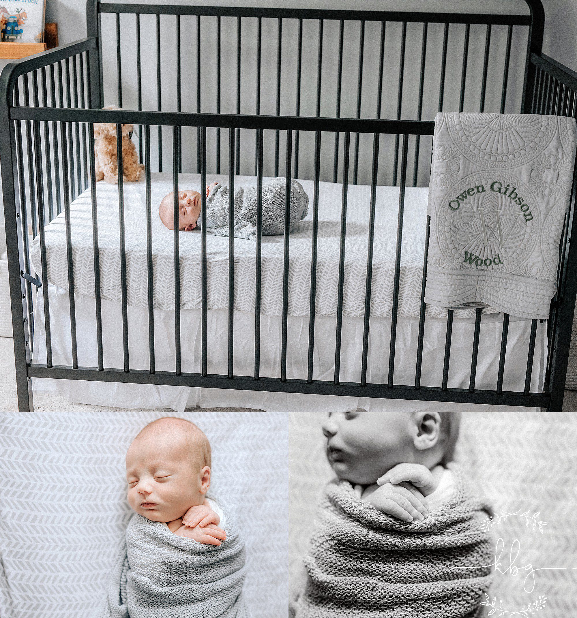 baby laying in his crib - marietta baby photographer