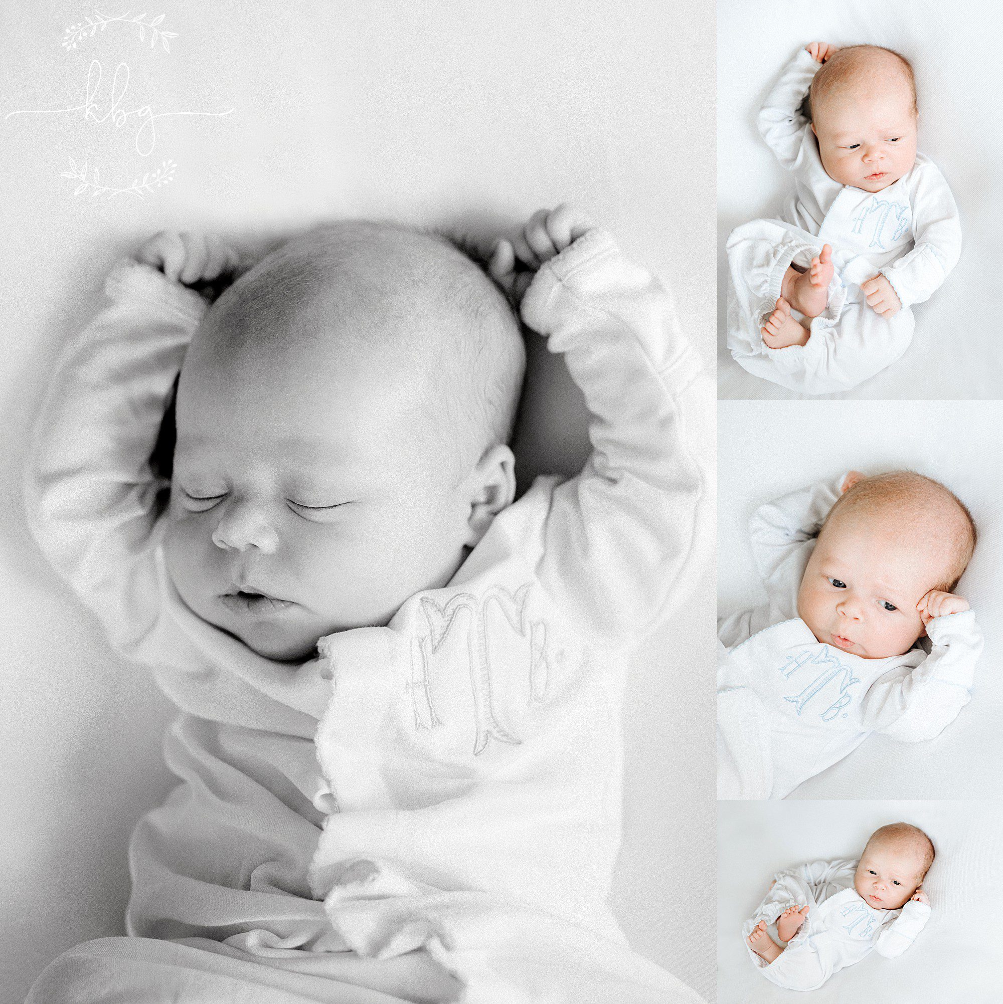 newborn boy on white blanket - marietta newborn photographer