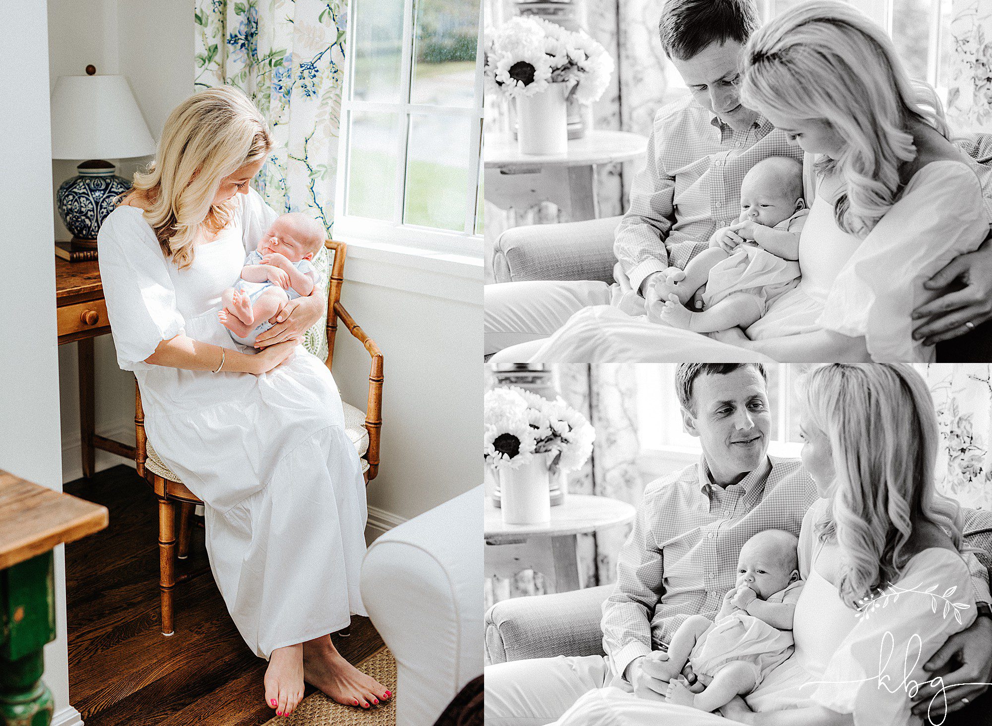 new parents holding baby in their living room - atlanta lifestyle newborn session