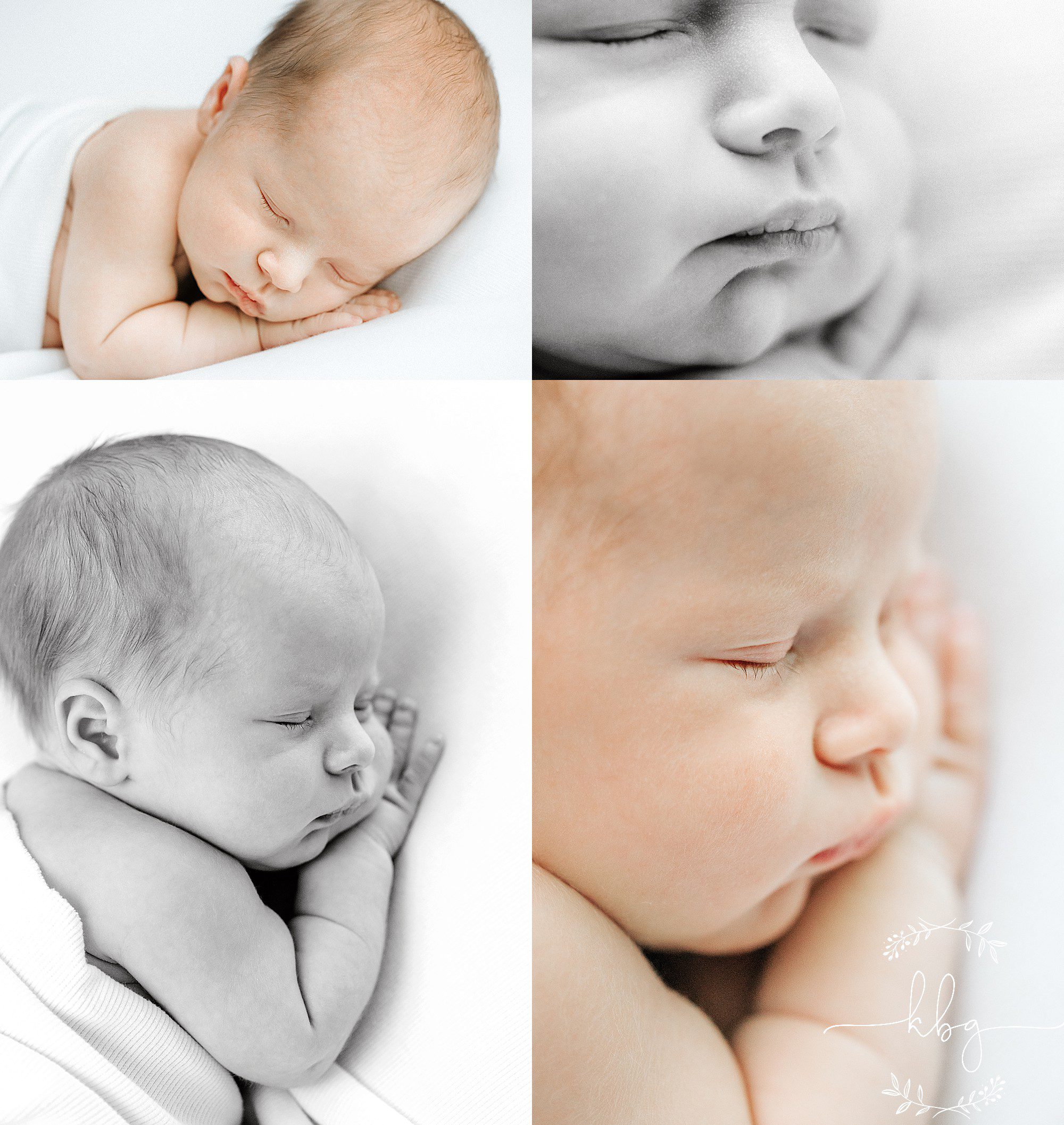 newborn baby boy posing on white blanket - brookhaven newborn photographer