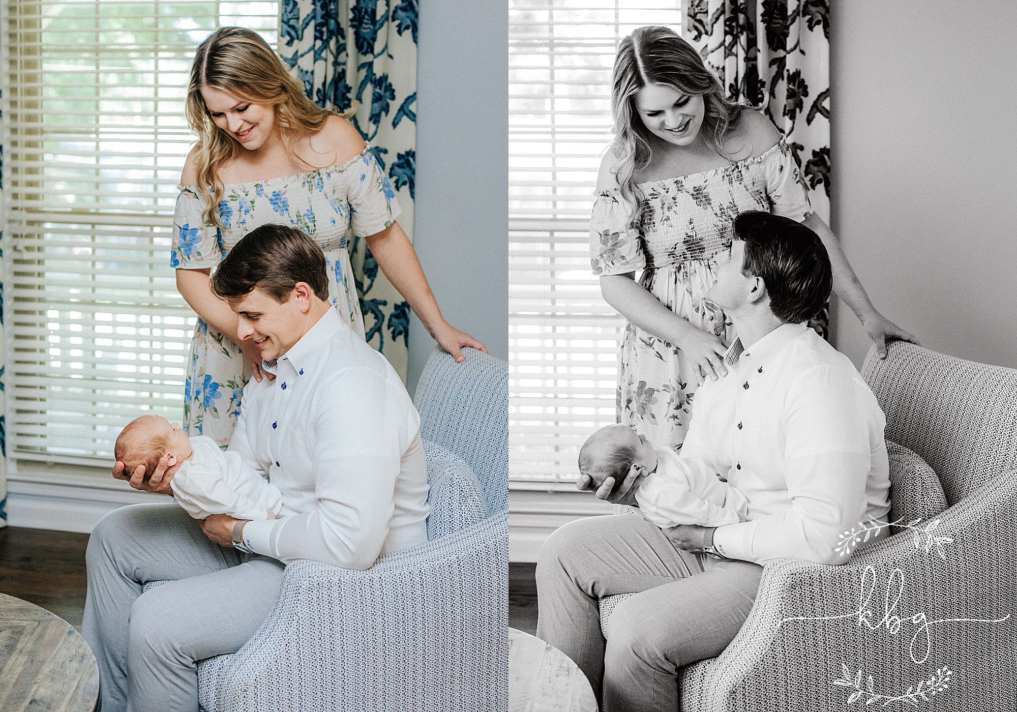 new dad holding baby boy with mom looking down at them - marietta family photographer