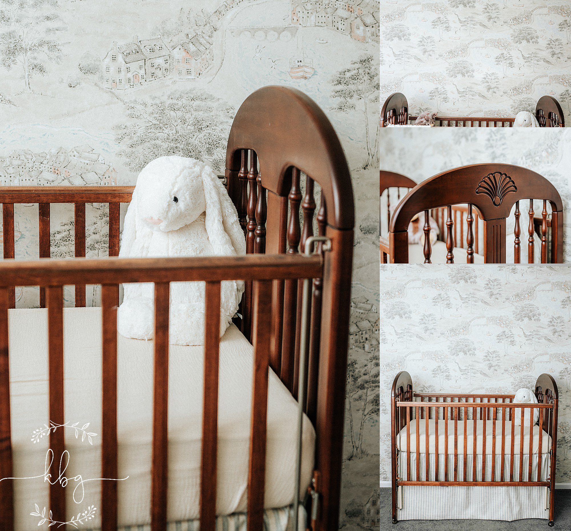 newborn boy nursery crib details - vintage crib - atlanta lifestlye photographer
