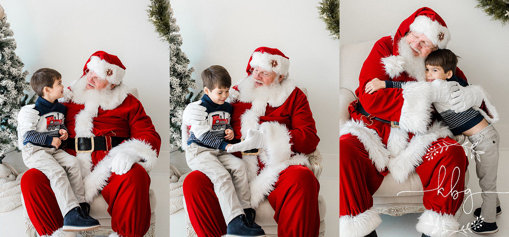 little boy hugging santa.- marietta child photographer - santa sessions